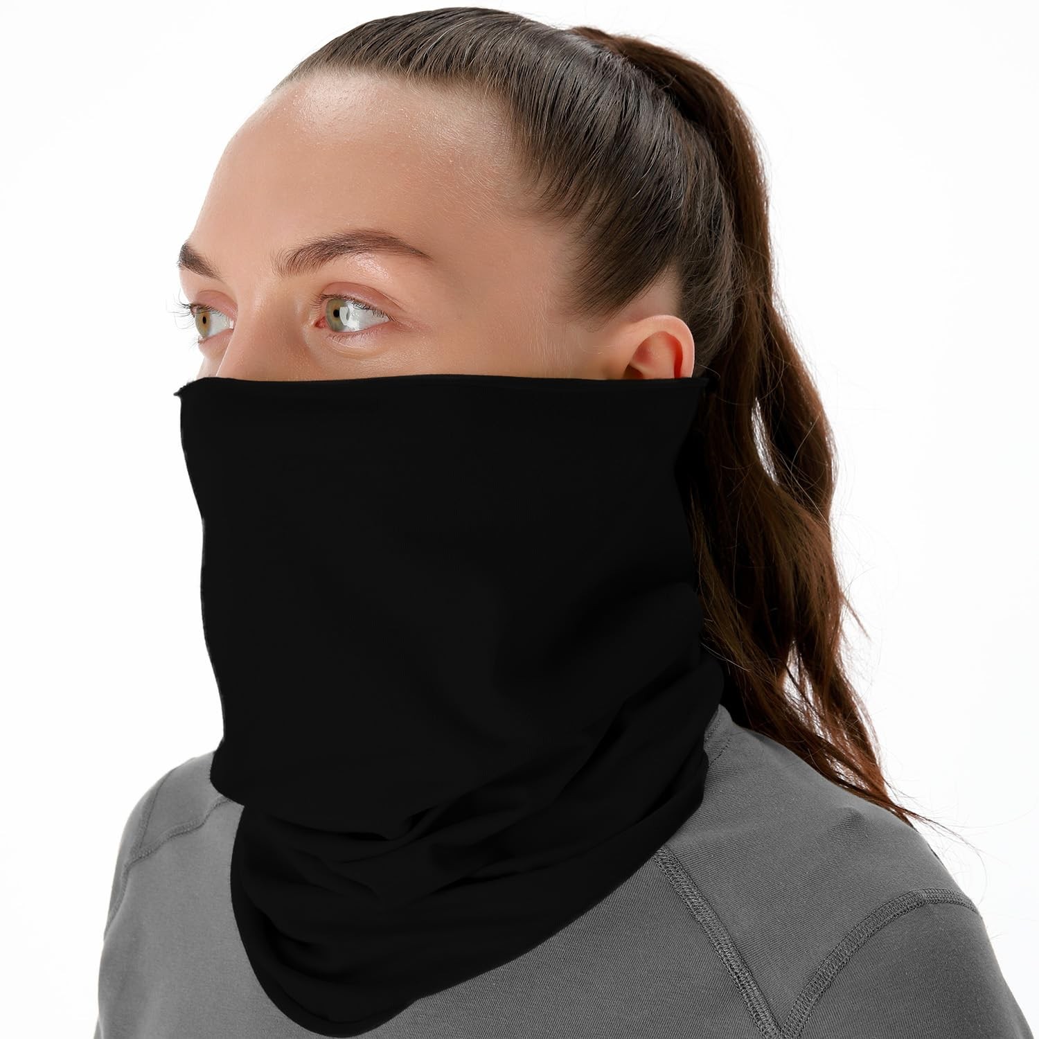 CheshKit Organic Cotton Neck Gaiter Face Mask Bandana for Dust Medium, Black