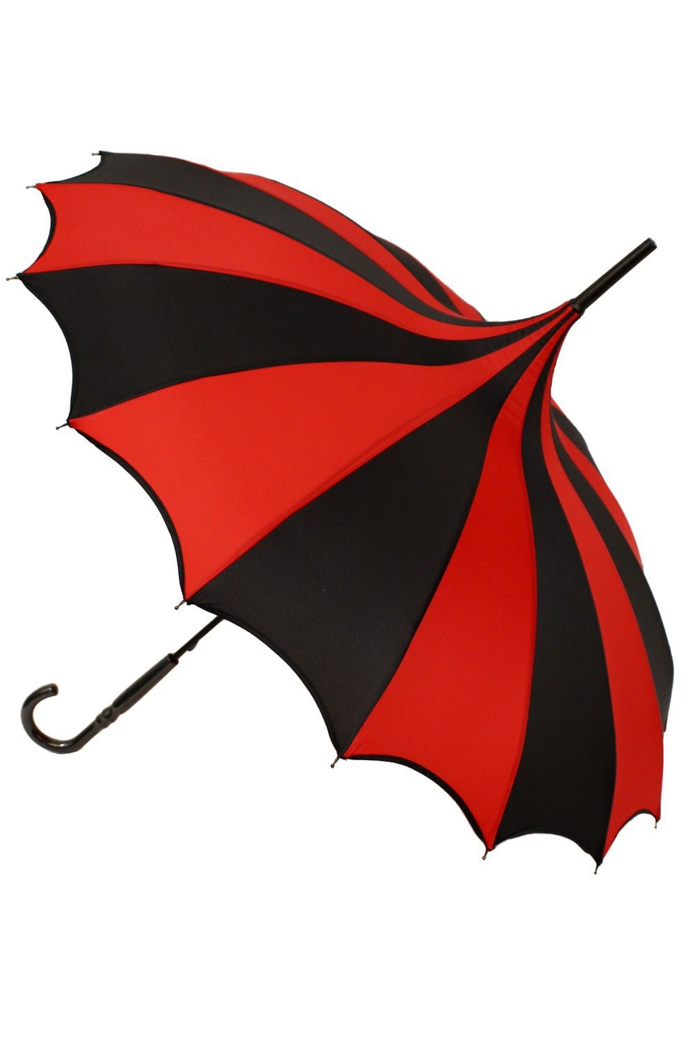 Batwing Pagoda Umbrella [BLACK/RED STRIPED] Goth Emo Fancy