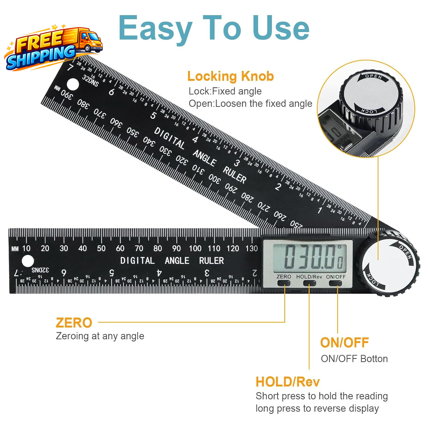Digital Protractor Angle Finder, 7-Inch Angle Finder & Angle Measuring Tool | AB