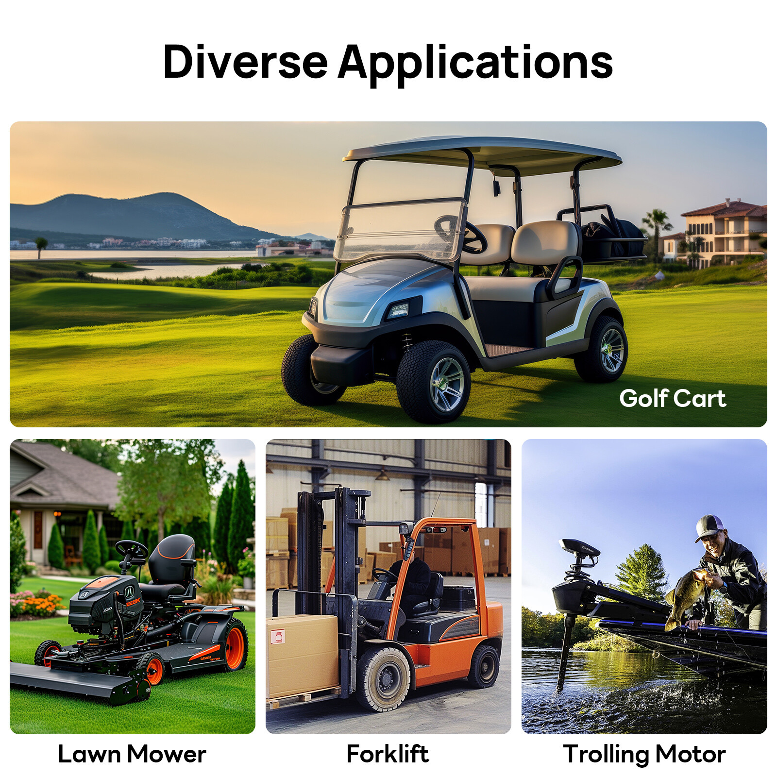 48V 100Ah Lithium Golf Cart Battery with 18A Charger Golf Cart Trolling Motor RV