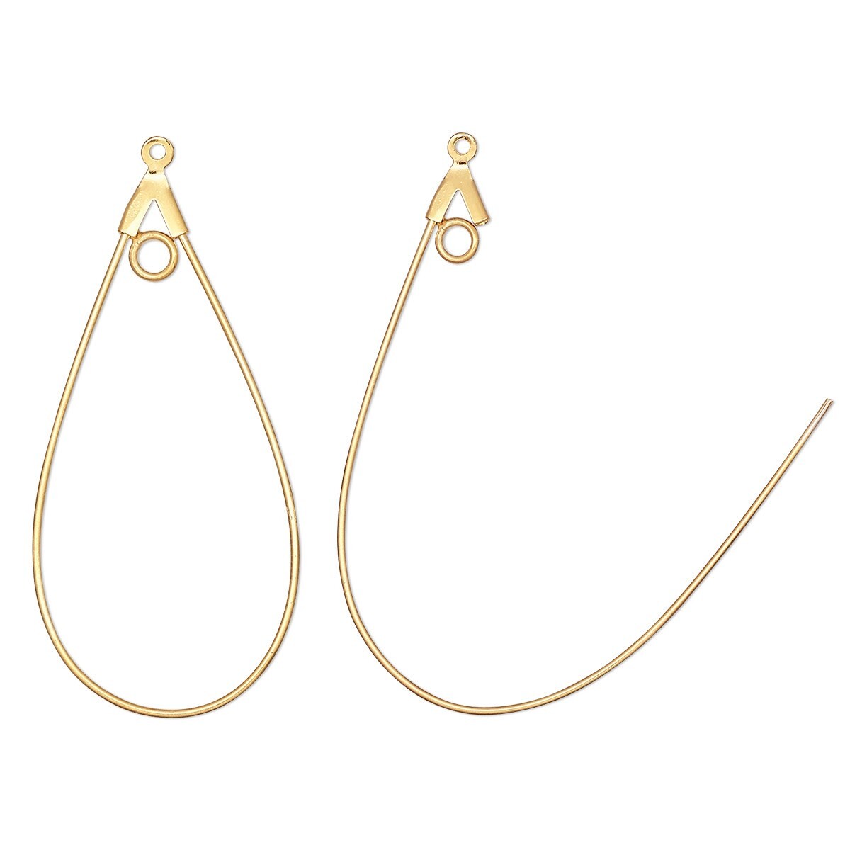 50 Gold Plated Brass 20 Gauge 40x22mm Smooth Teardrop Earring Beading Hoops