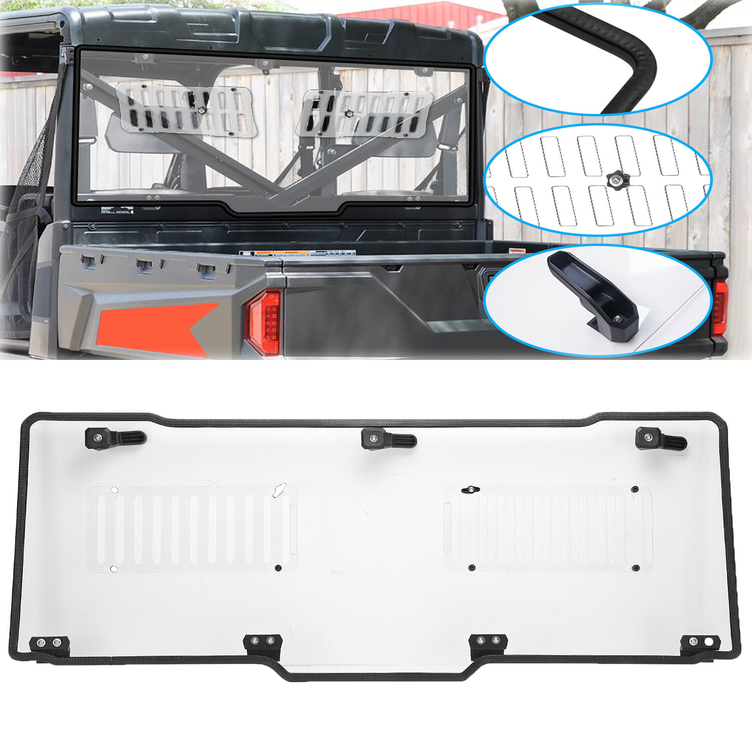 Heavy Duty Rear Sliding Windshield for 2015 Polaris Ranger Full Size 570/ CREW
