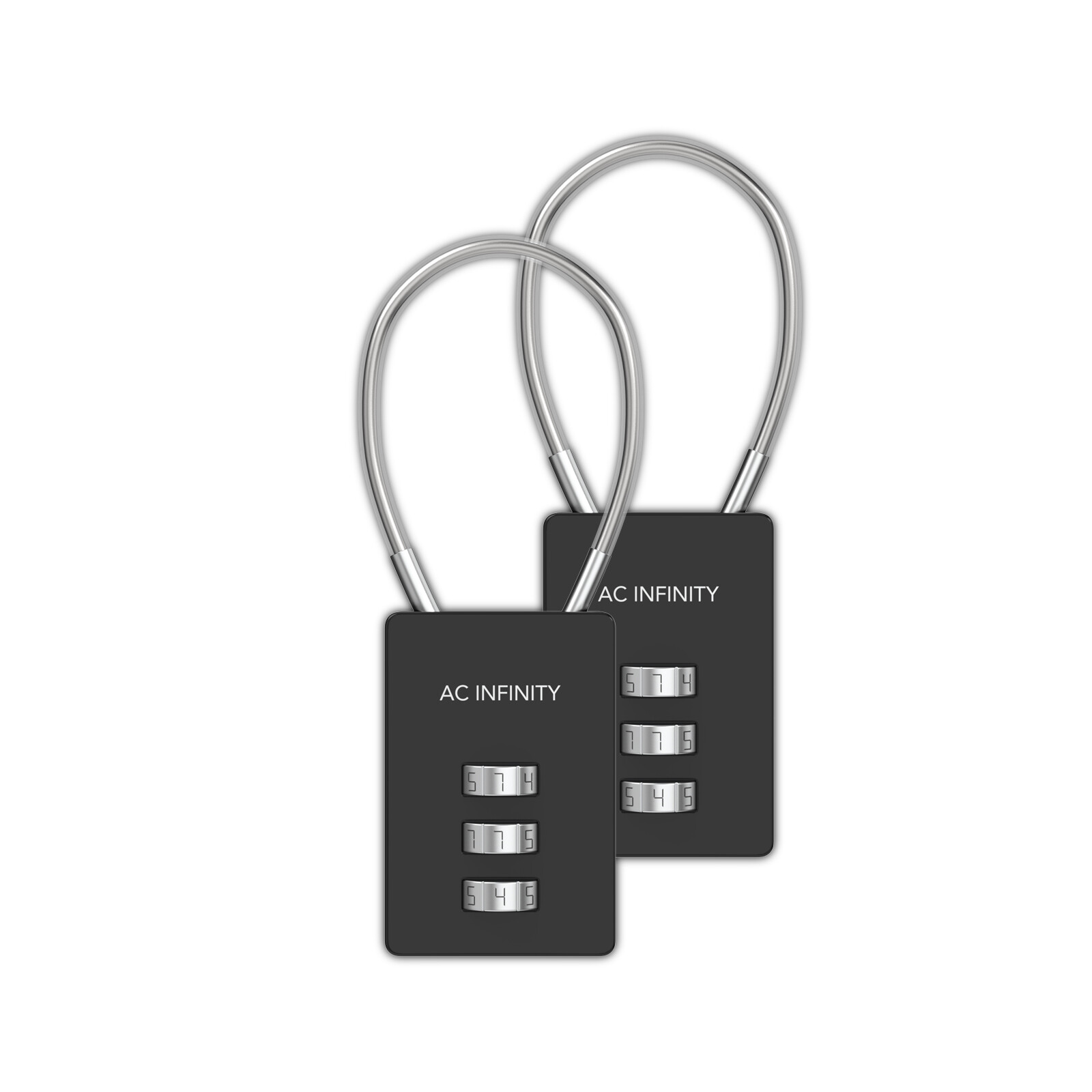 3-Digit Combination Lock, Steel Wire Cable Loop, 2-Pack