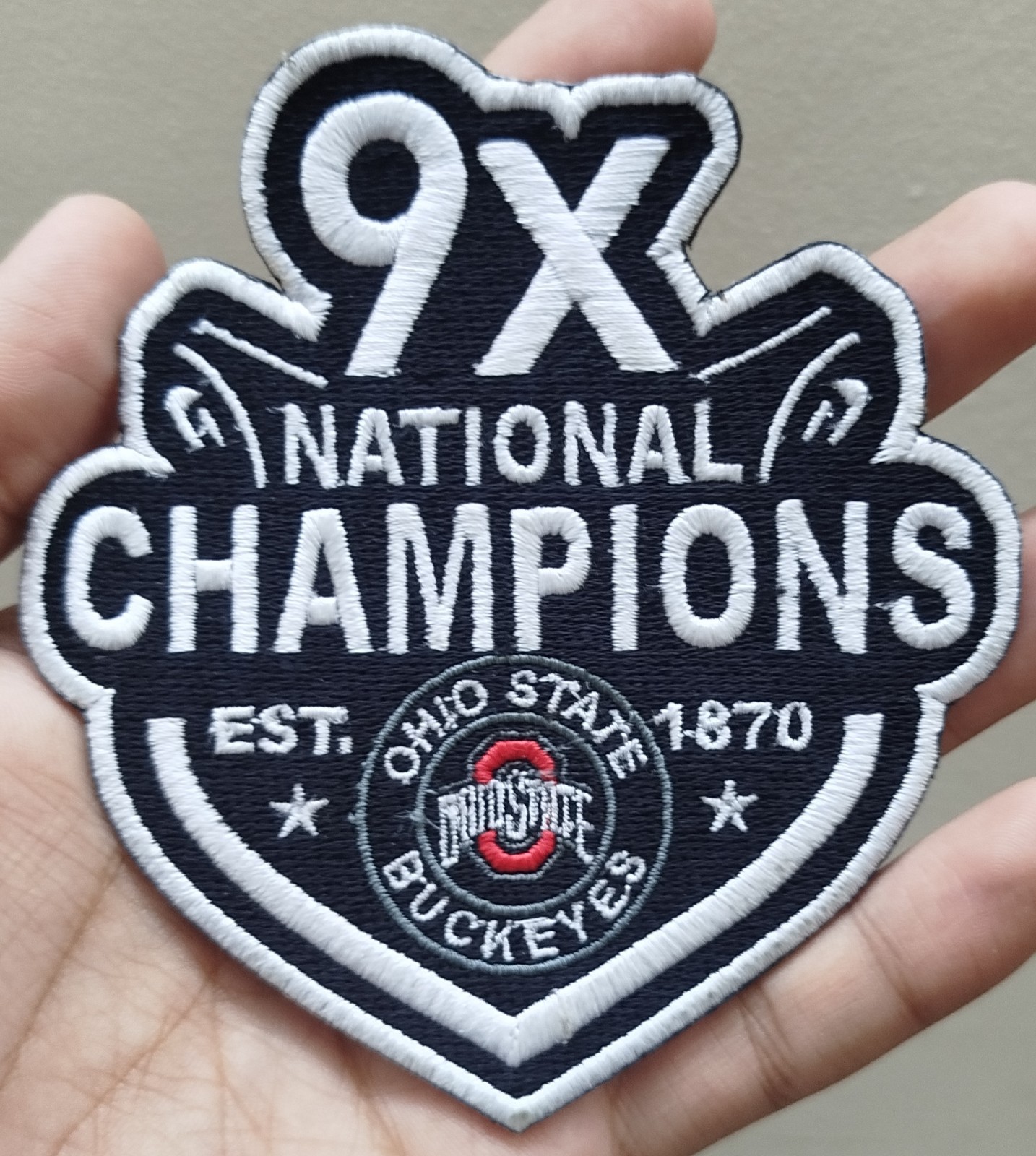 Ohio State Buckeyes 9X National Champions Logo Iron On Patch - Sew Patch