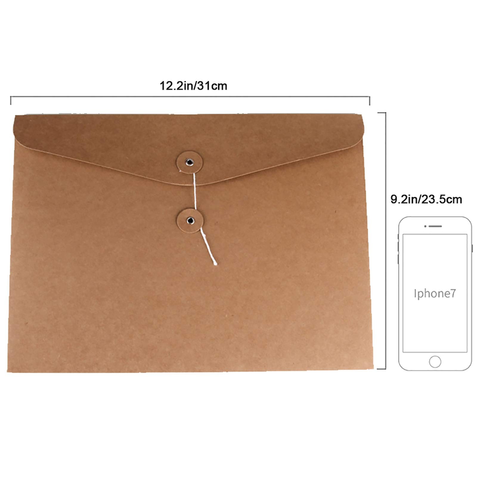 VANRA Kraft String Envelope File Folder Project Pack of 5, Brown