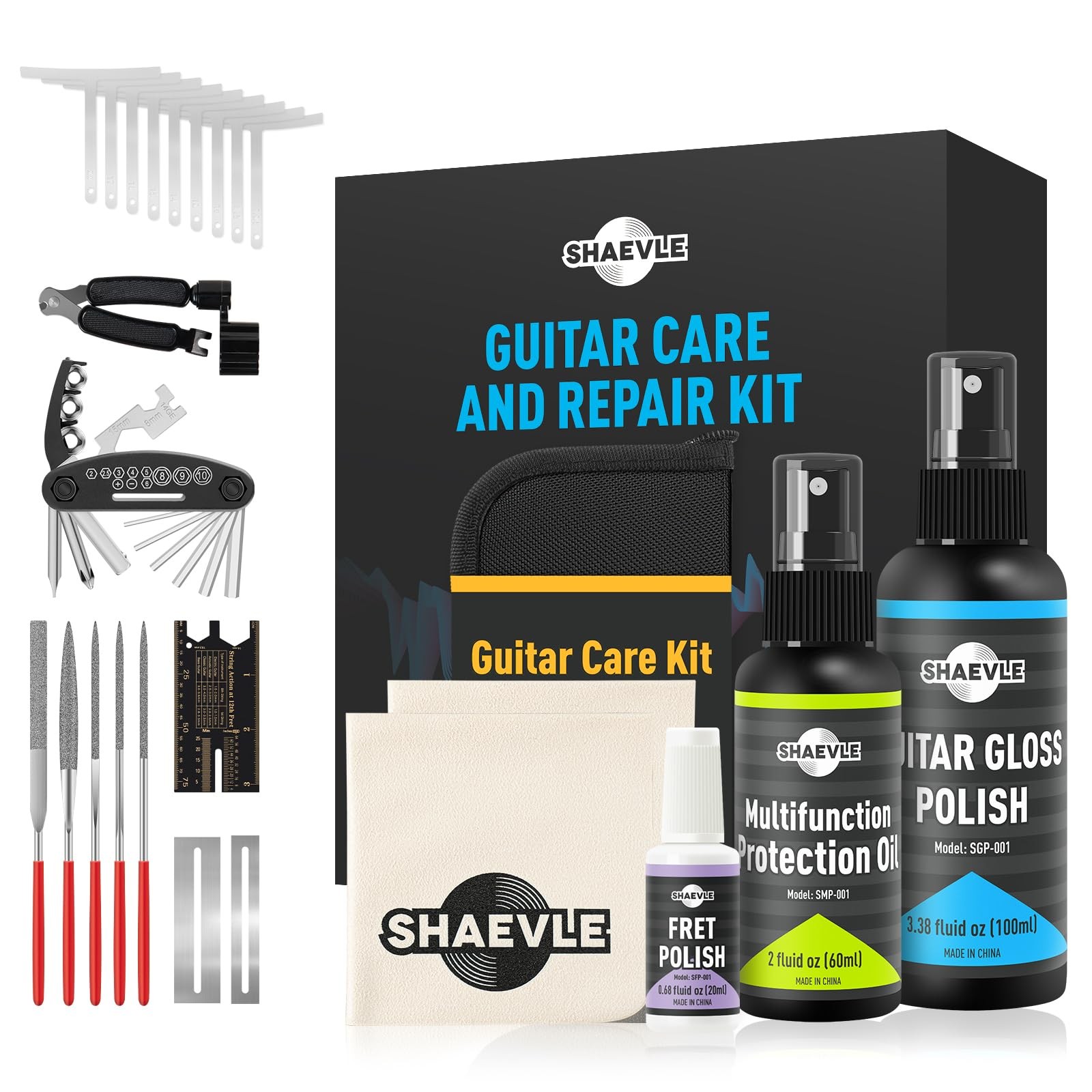 Guitar Cleaning & Repair Kit - Guitar Oil, Gloss Polish, Fret Polish, Guitar ...