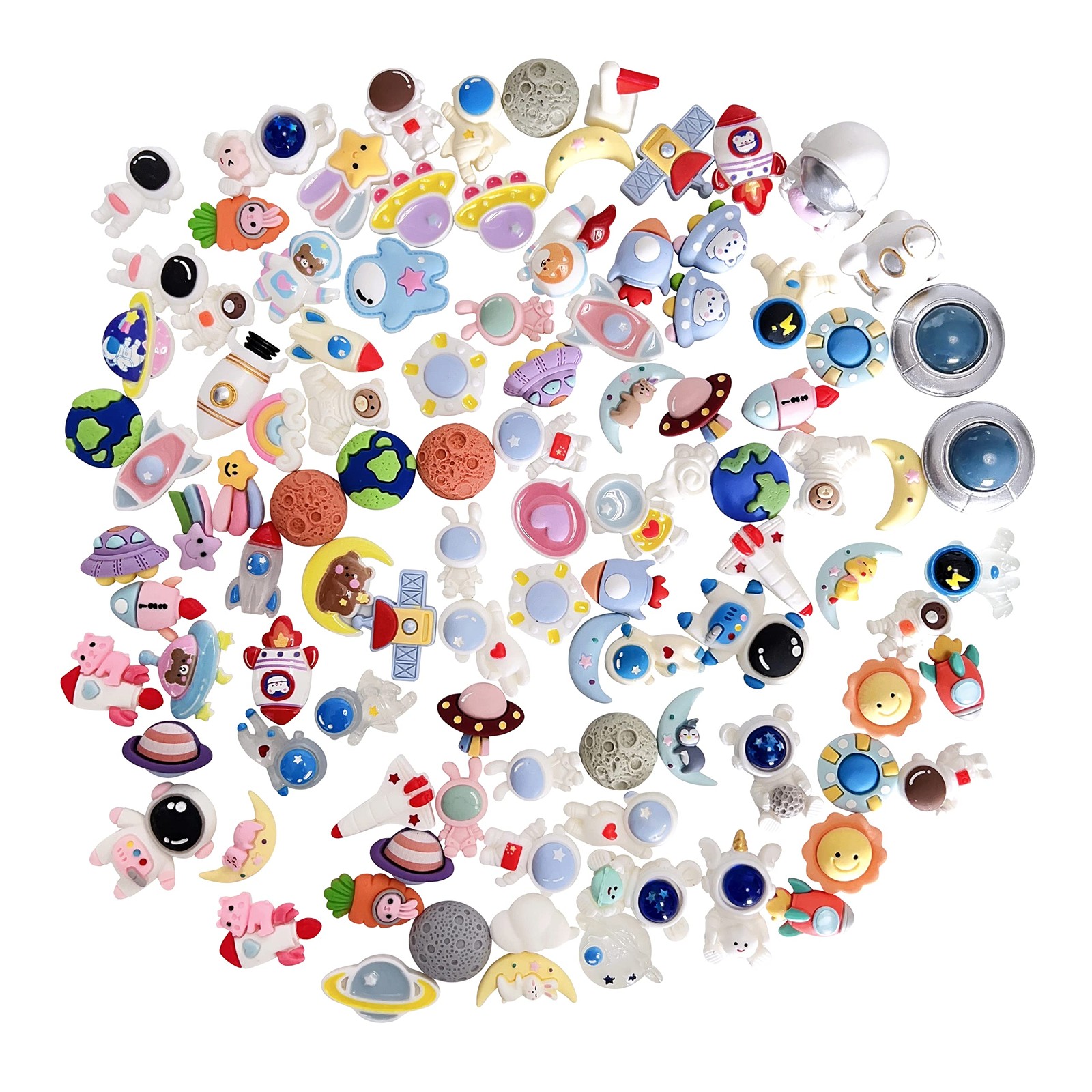 100pcs Mini Space Planet Astronaut Decoration Mixed Flatback Resin Sets for D...