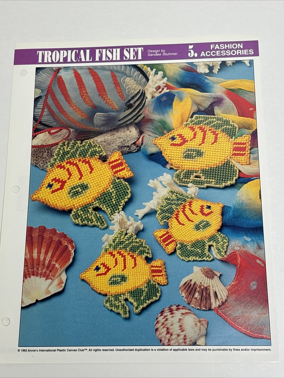 Tropical Fish Set Necklace Earrings Annie's Attic Plastic Canvas Pattern Page