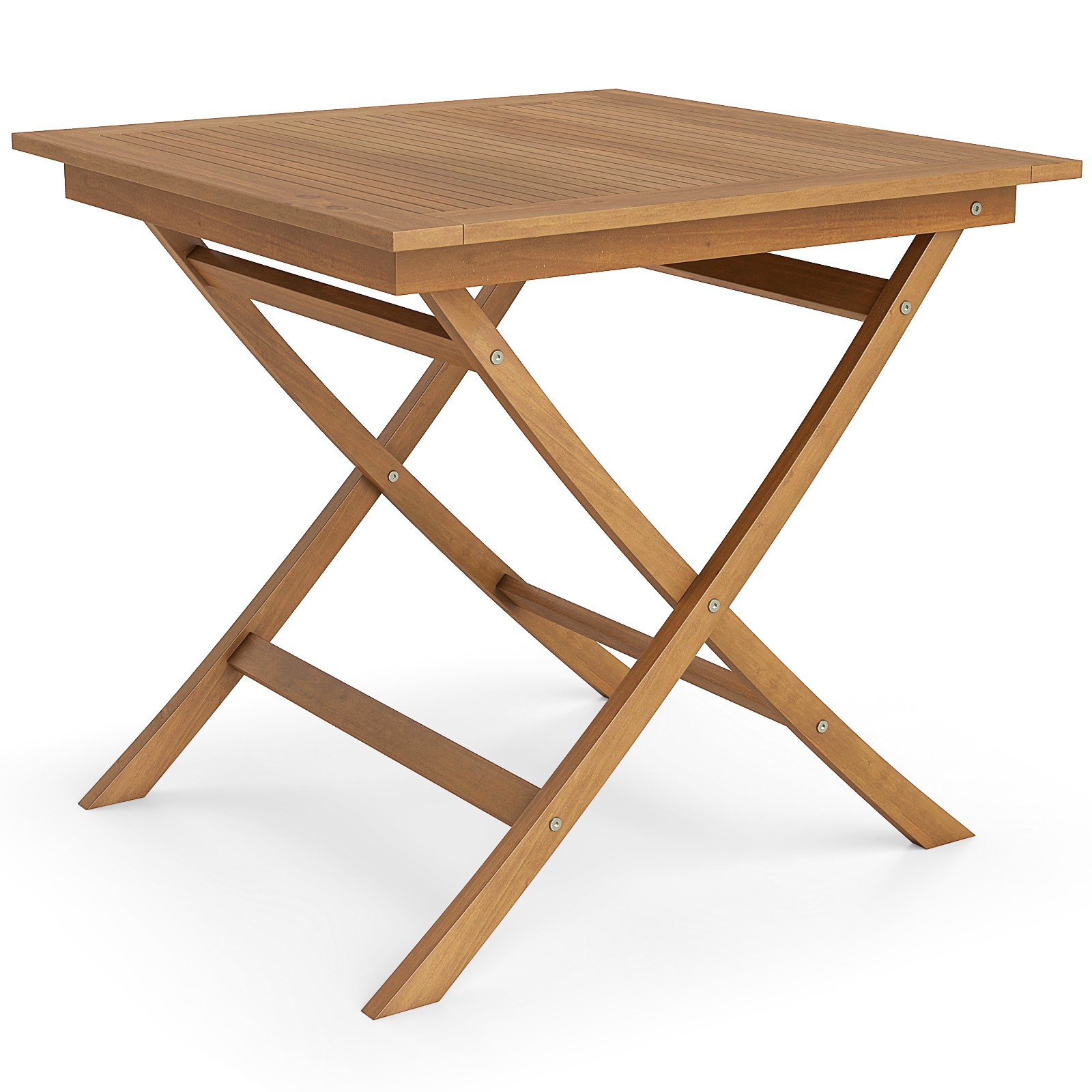 Solid Teak Wood Folding Outdoor Table, 32-Inch Square Patio Dining Table for 4