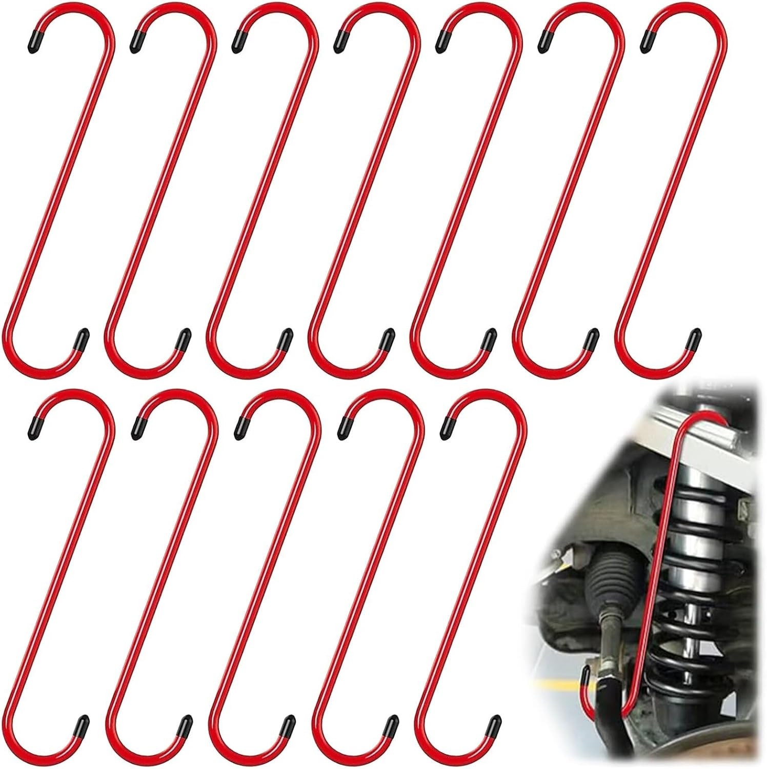 12PCS Brake Caliper Hanger Caliper Hangers Hooks with Rubber Tips, Durable Steel