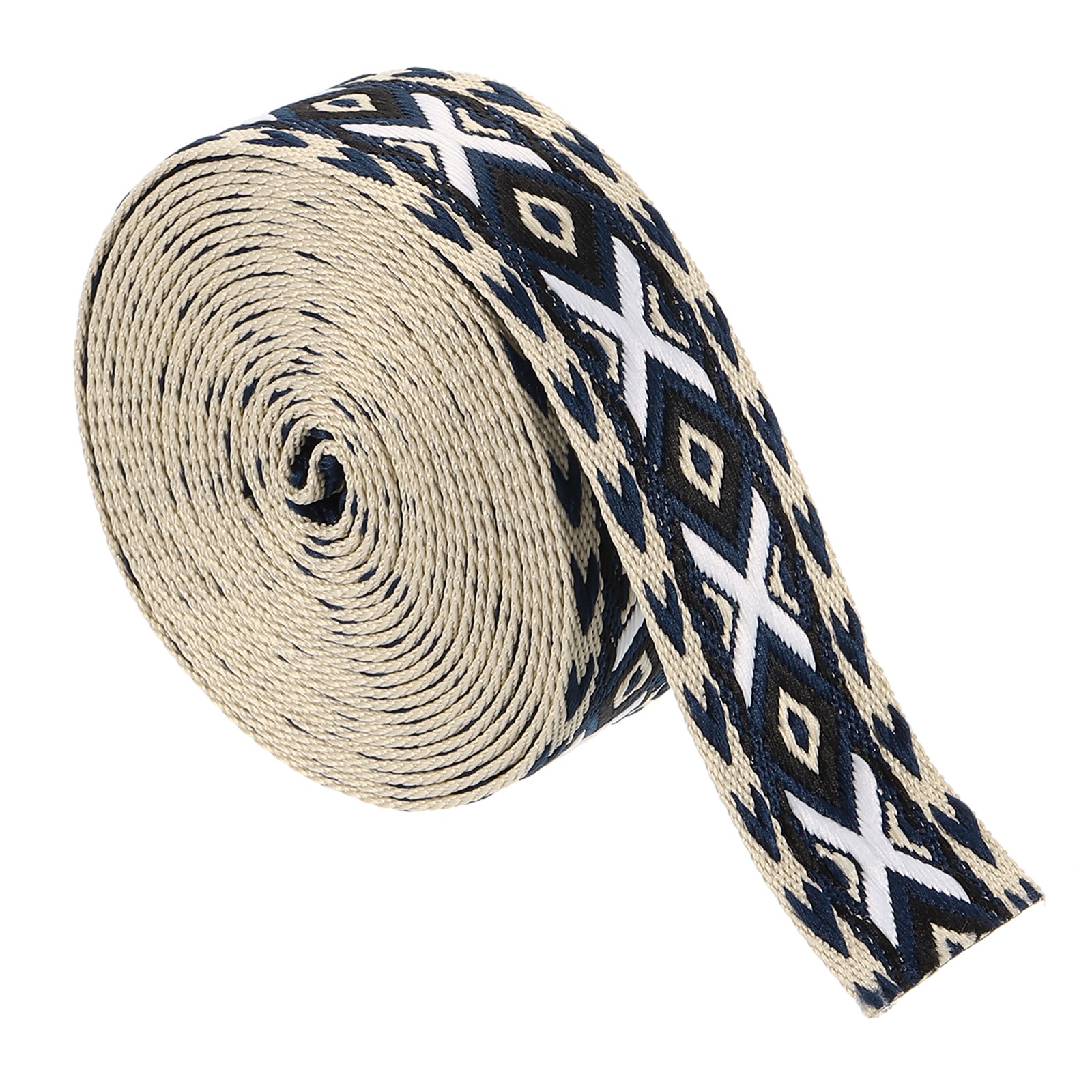 5Yards Cotton Webbing Strap 38mm Jacquard Webbing Purse Strap, Black-White