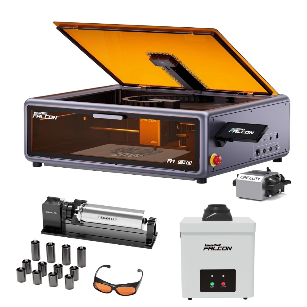 Creality Falcon A1 Pro 20W Enclosed Engraver Smart Camera & Air Purifier+Roller