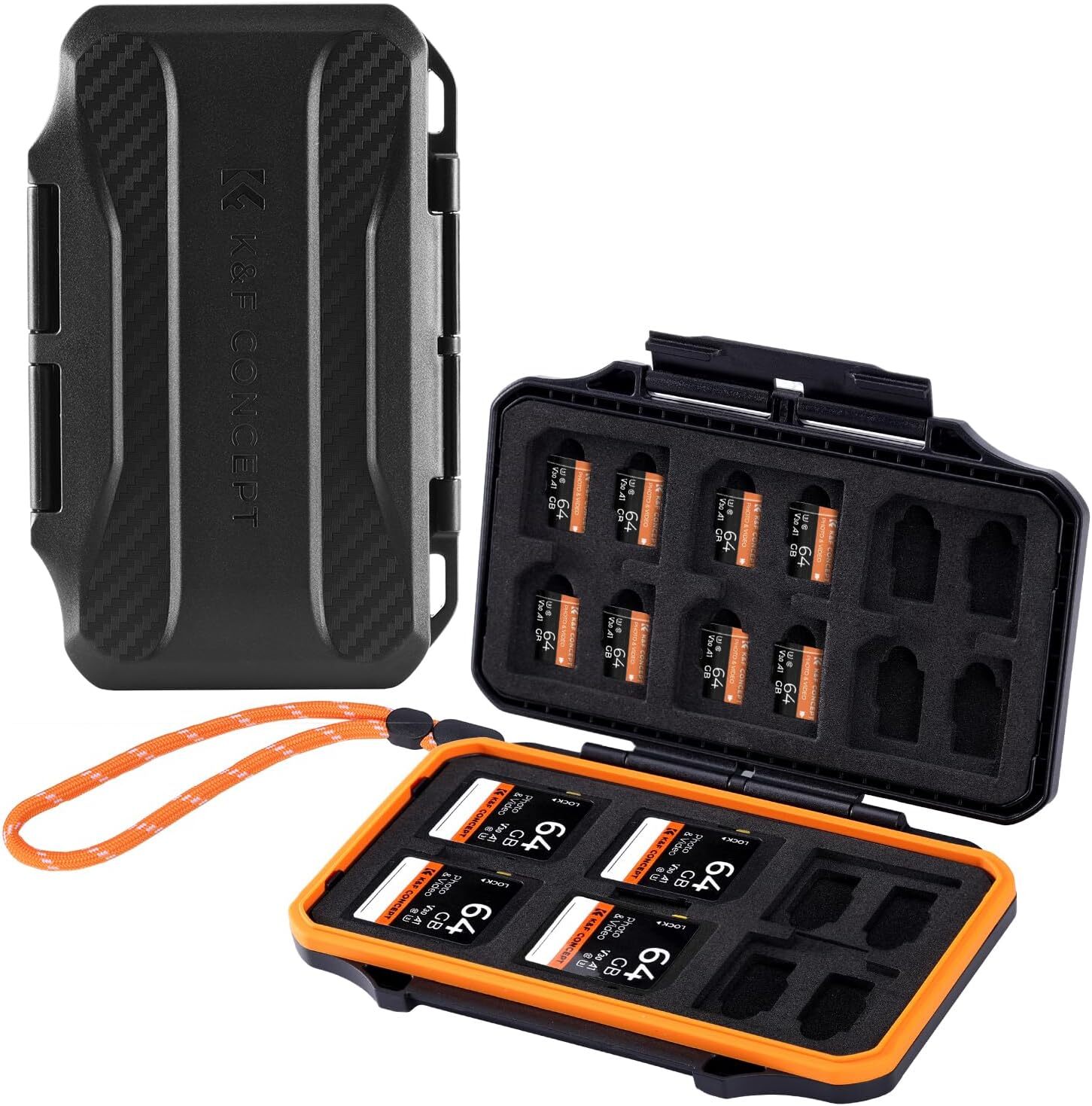 K&F CONCEPT 36 Slots Memory Card Case Box for 12 x SD 24 x Micro SD (TF) Cards
