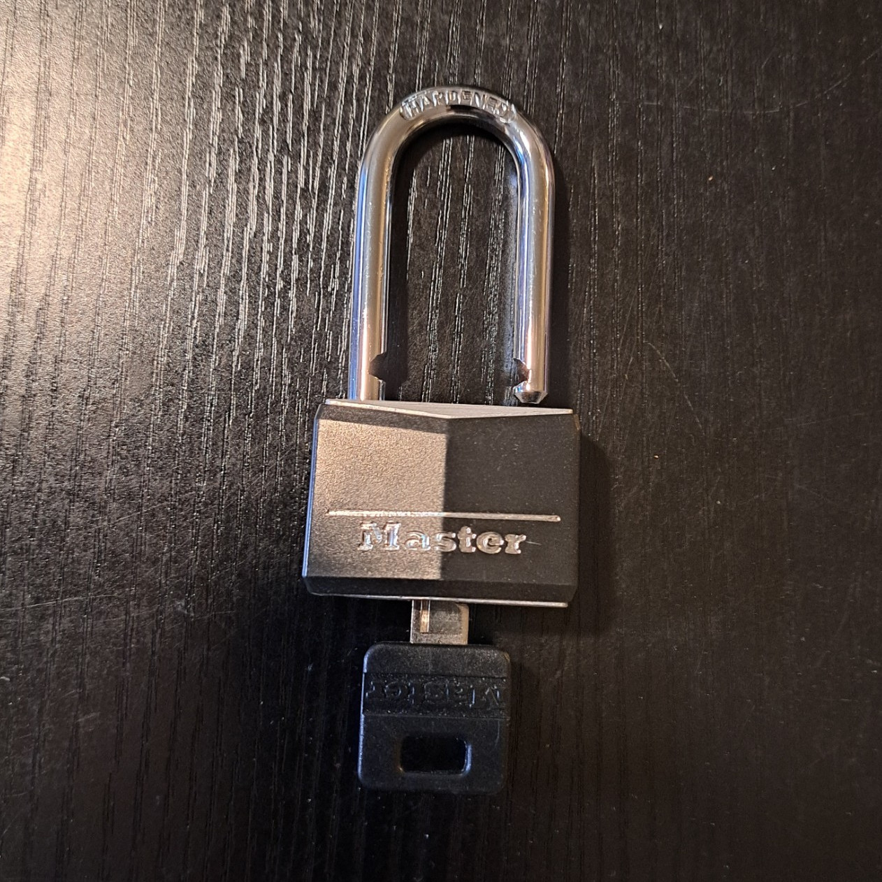 Master Keyed Padlock with Key, Extended Shackle, Gray/Silver Body