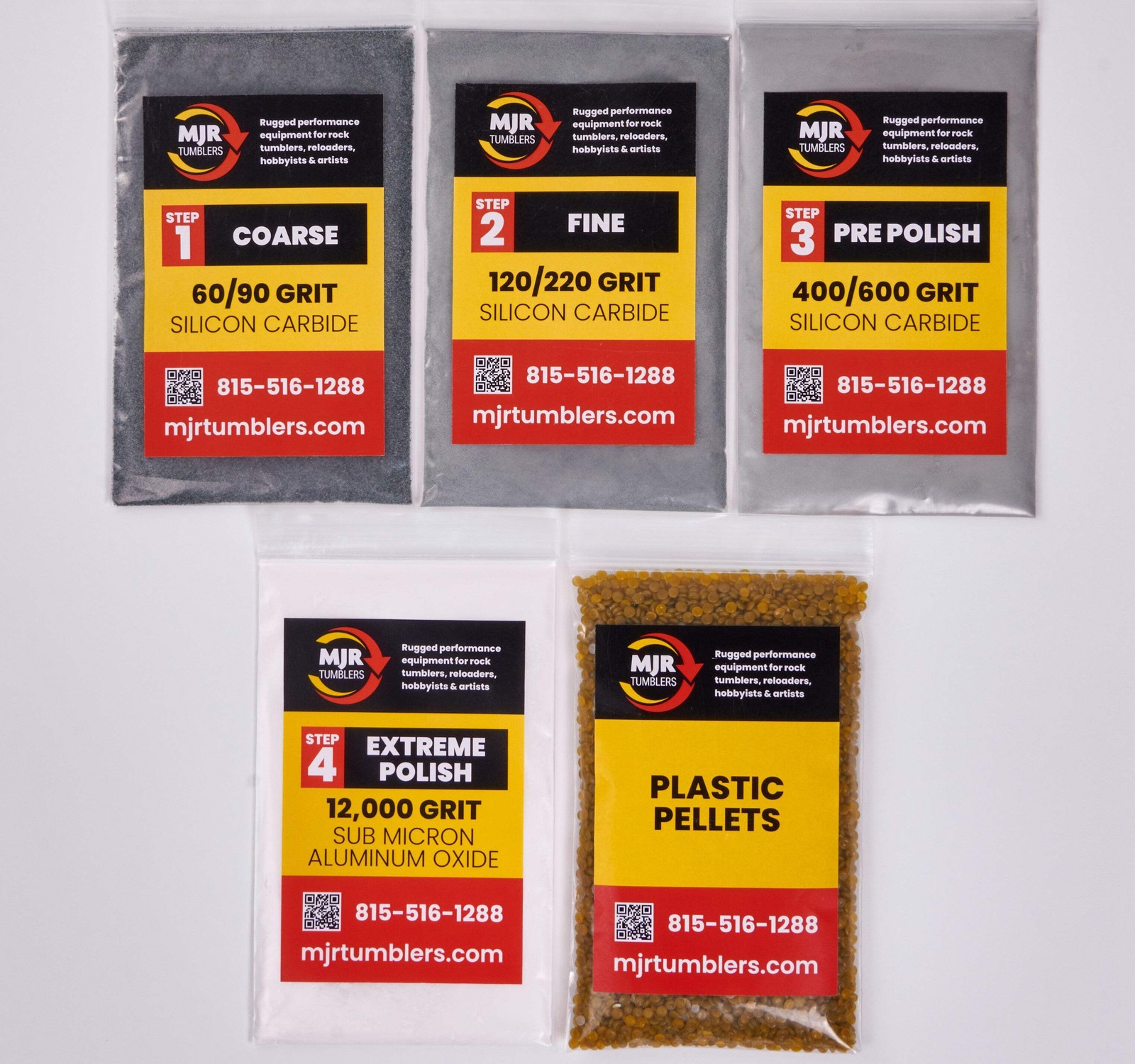Rock Tumbler Refill Grit Kit with Pellets, FREE SHIPPING!