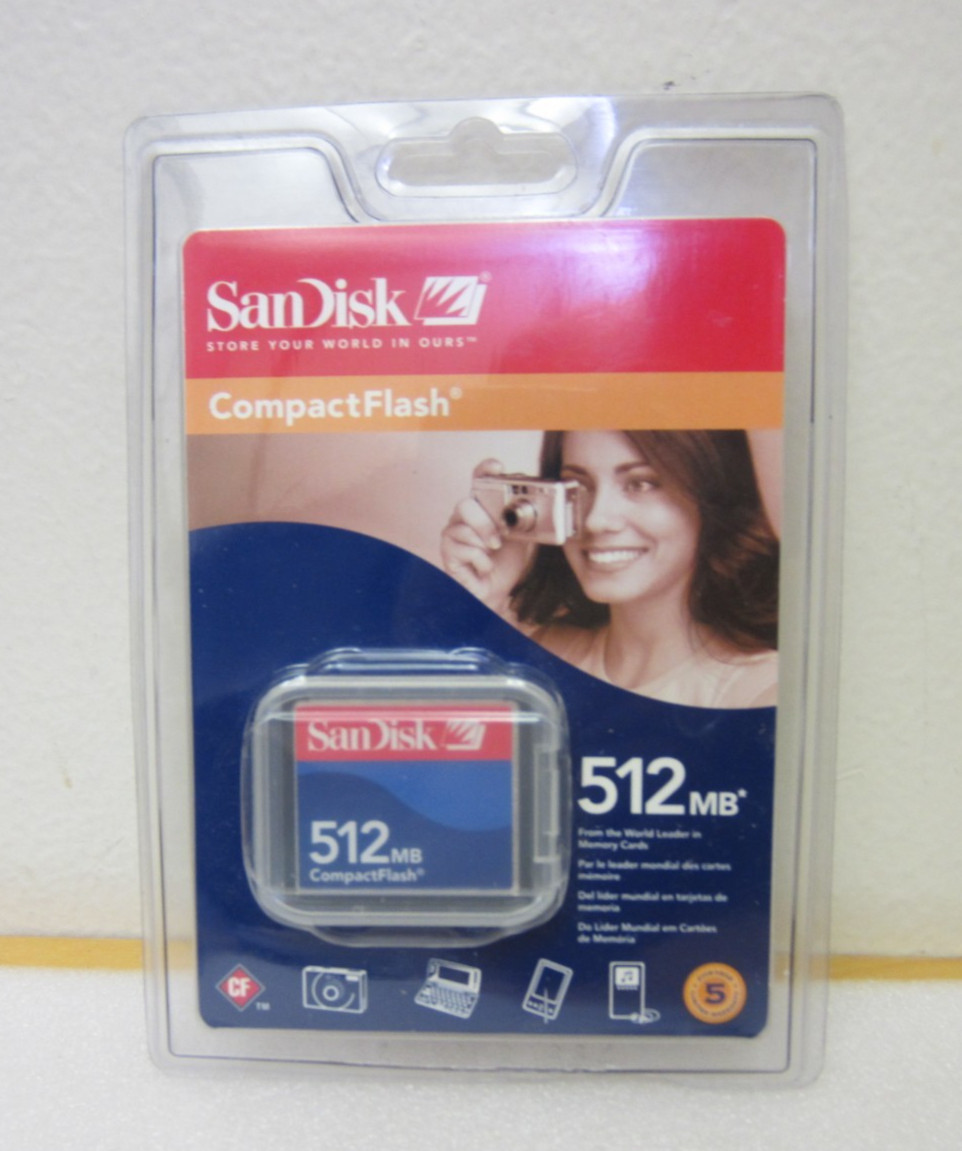 New Sealed SanDisk 512 MB Compact Flash Memory Card (SDCFB-512-A10)
