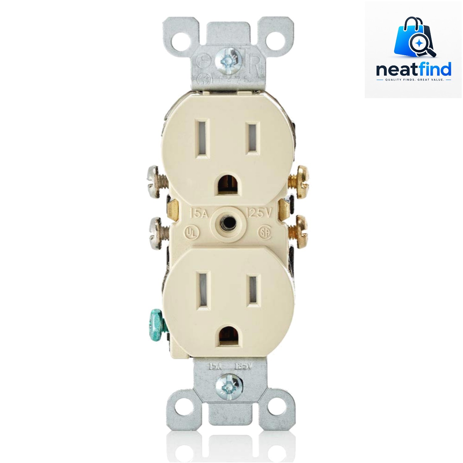 15 Amp 125 Volt Tamper Resistant Duplex Receptacle, 10 Pack, , Ivory