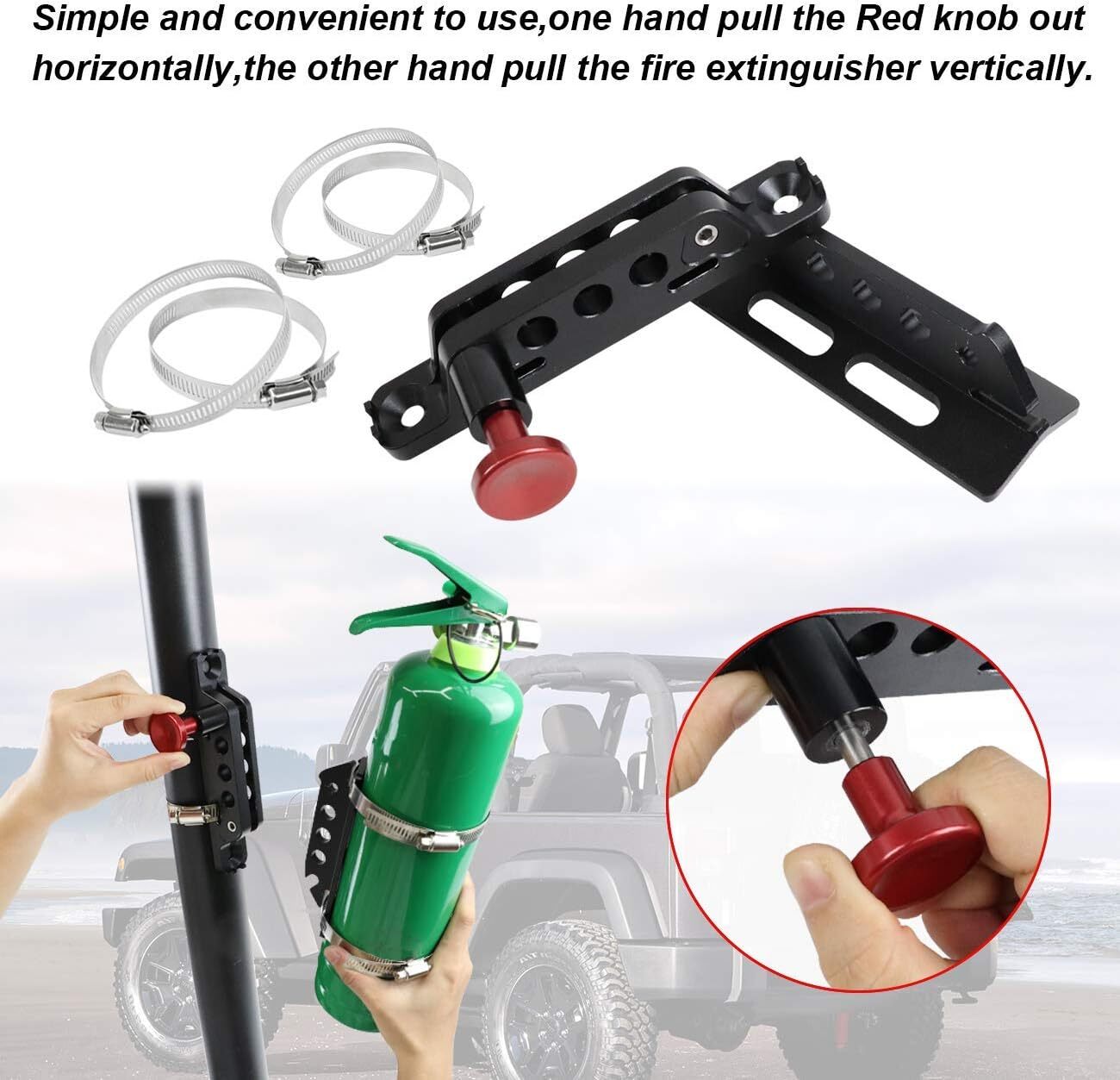 For Jeep JK UTV Car Roll Bar Fire Extinguisher Holder Mount Bracket Adjustable#