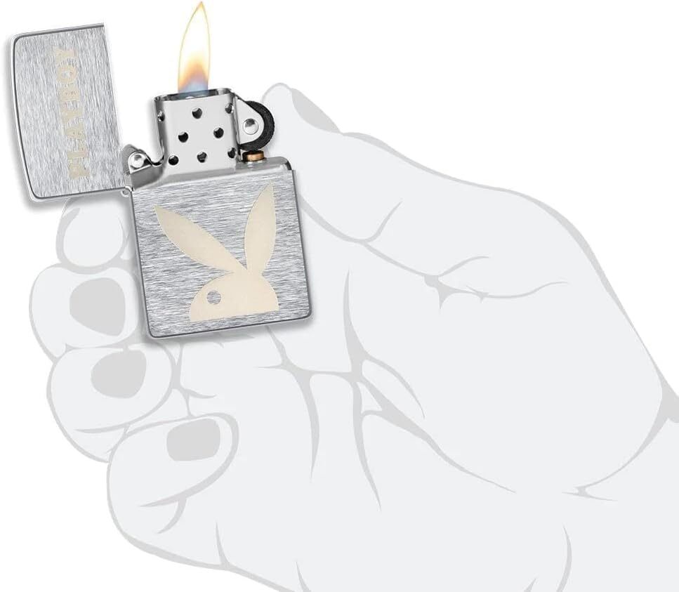 Zippo Lighter- Personalized Message for Playboy Bunny Brushed Chrome #49831