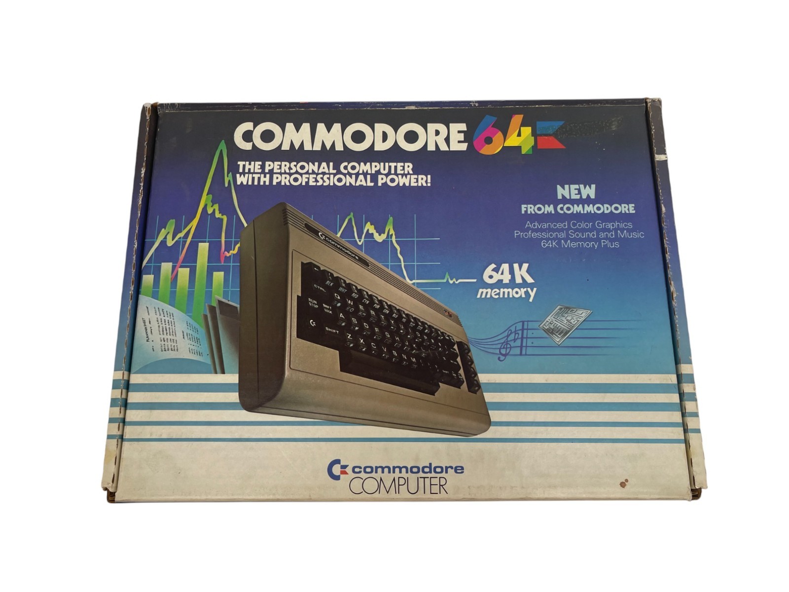 Vintage Commodore 64 Computer in Box with Power Supply - 64K Memory