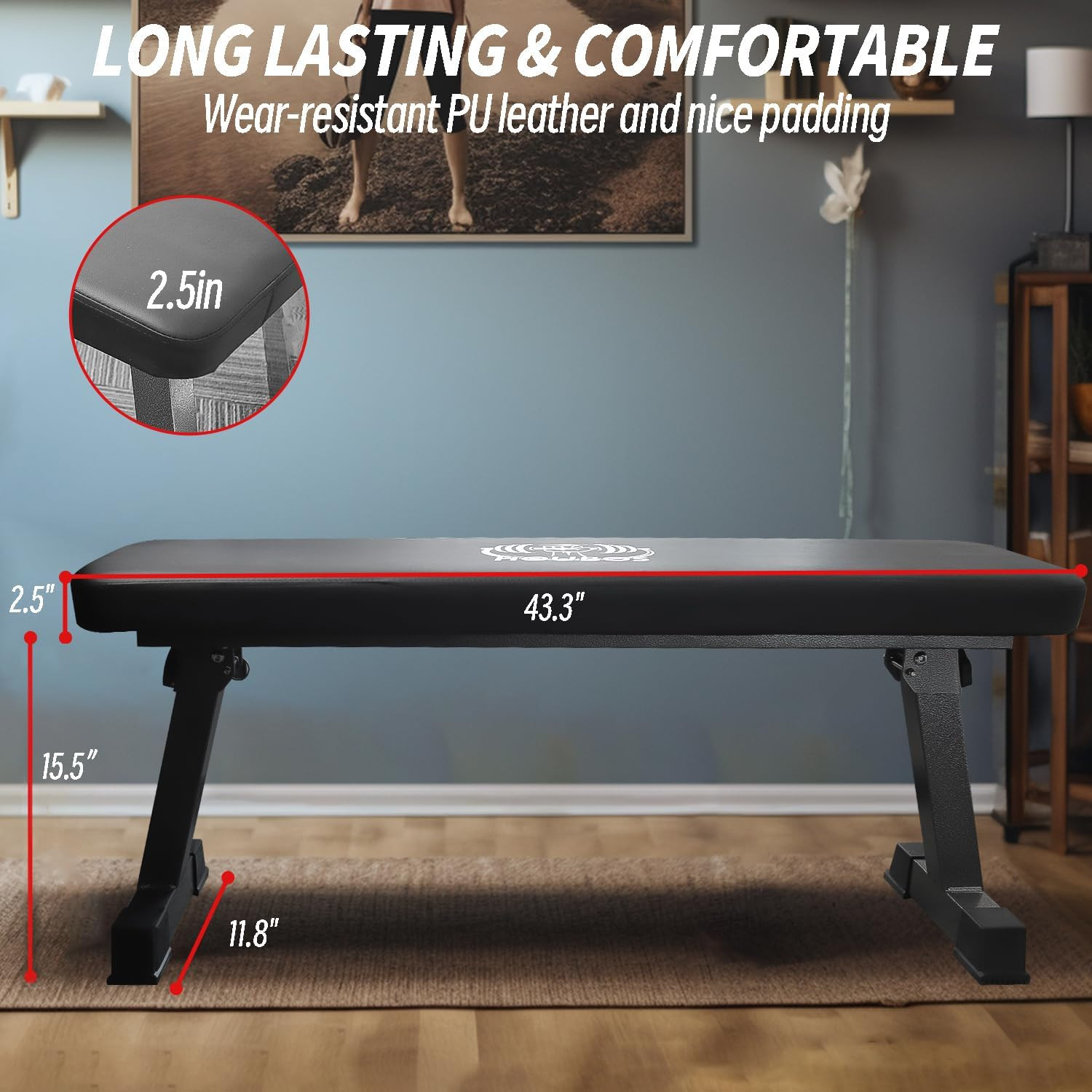 Flat Bench, Flat Weight Workout Exercise Bench Easy,Assembly,Foldaway Bench for