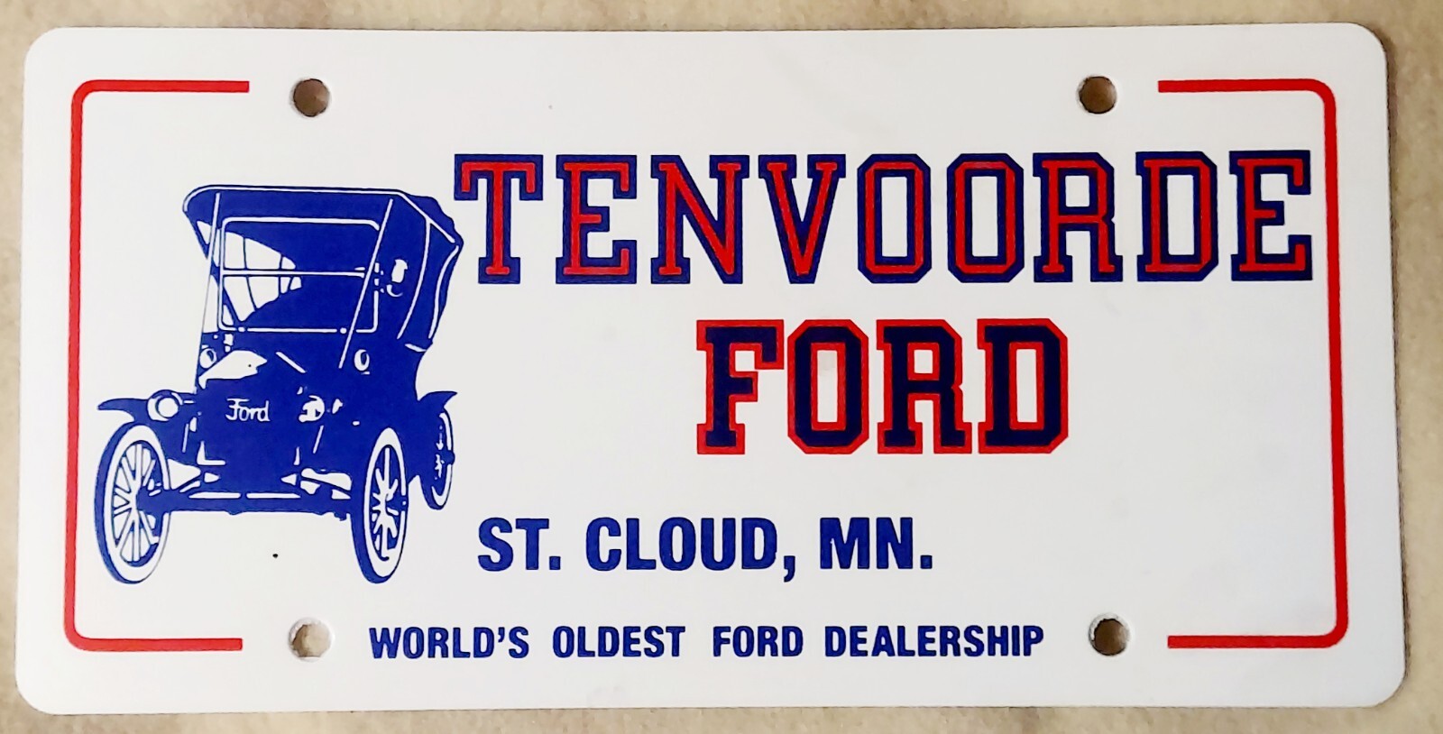 TENVOORDE FORD "MINNESOTA'S OLDEST FORD DEALERSHIP" Plate St. Cloud, MN