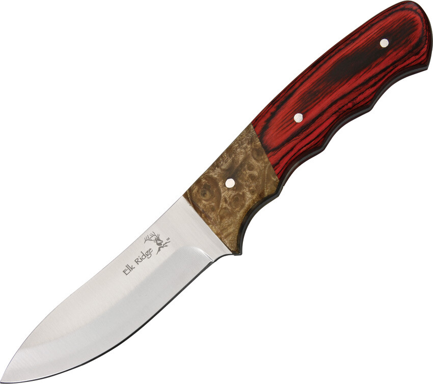 Elk Ridge Burl Wood & Pakka 8.5" Stainless Full Tang Fixed Blade KNIFE 130