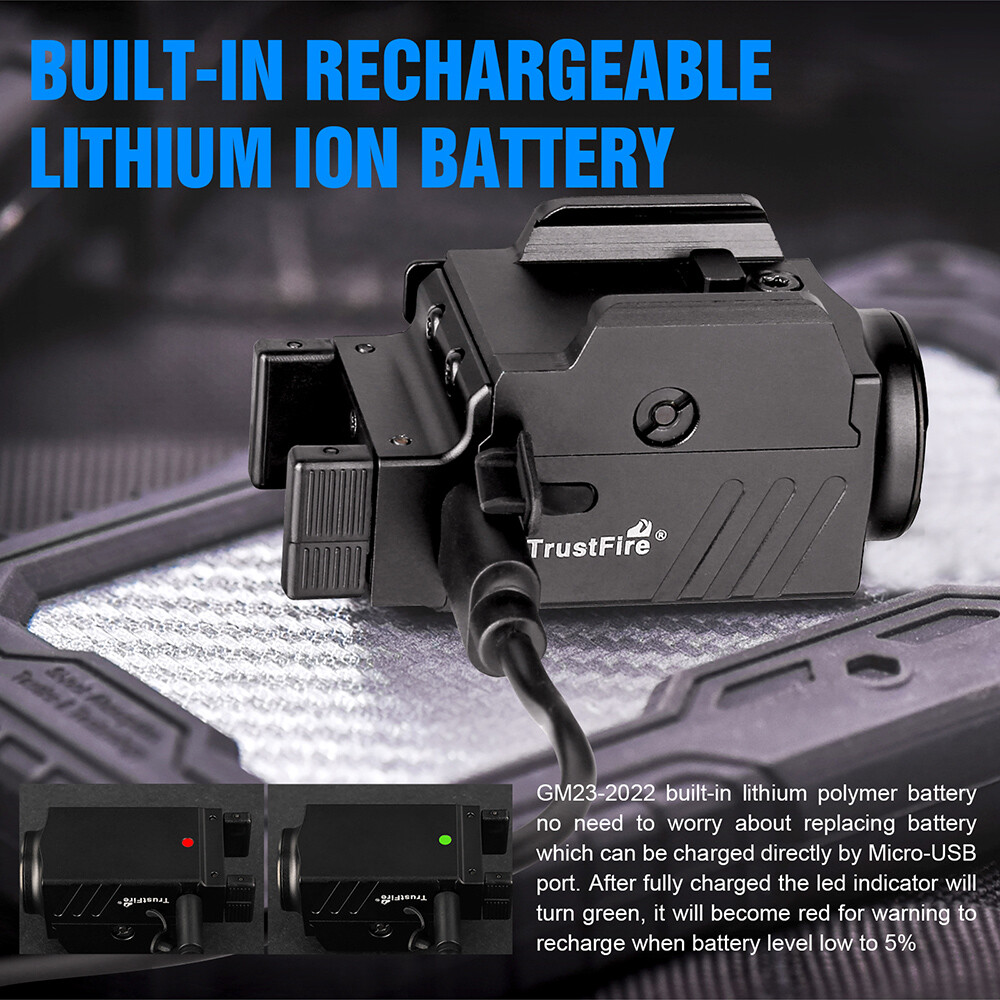 Trustfire Compact Tactical Handgun Mounted Pistol Light Glock Gun LED Flashlight