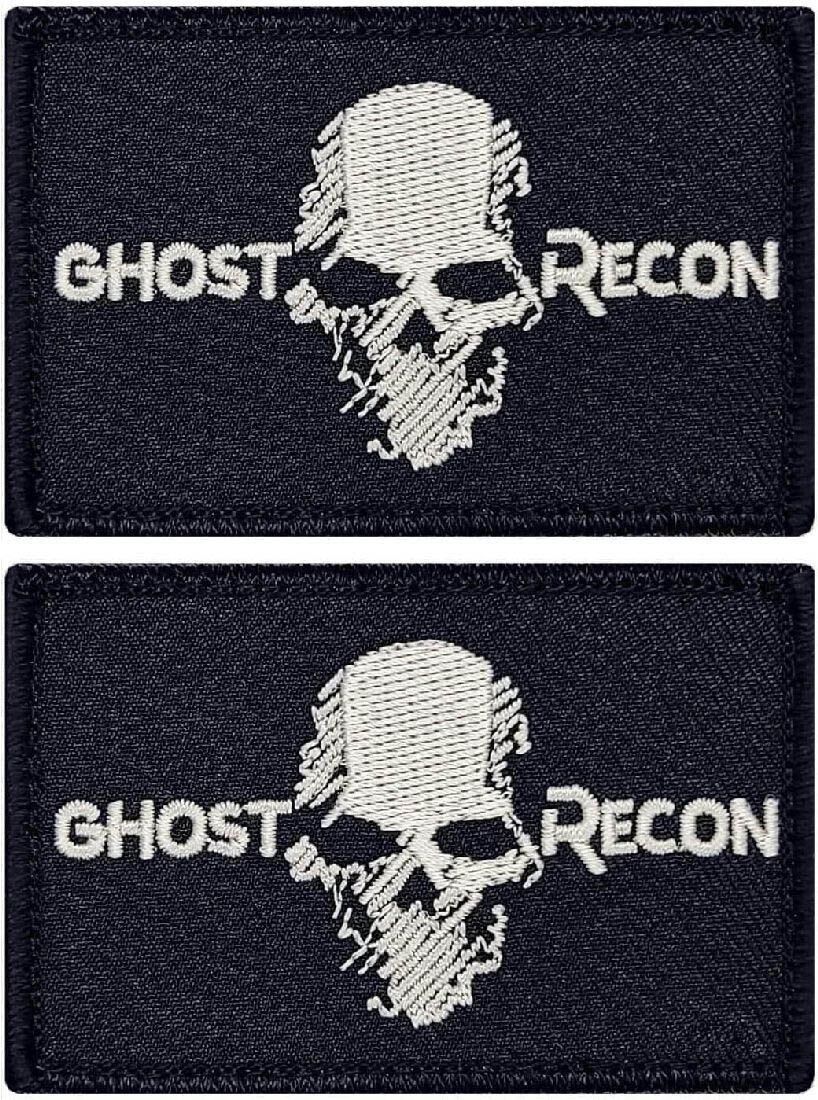 Ghost Skull Recon Wildlands Embroidered Morale Patch | 2PC HOOK BACKING 3"x2"