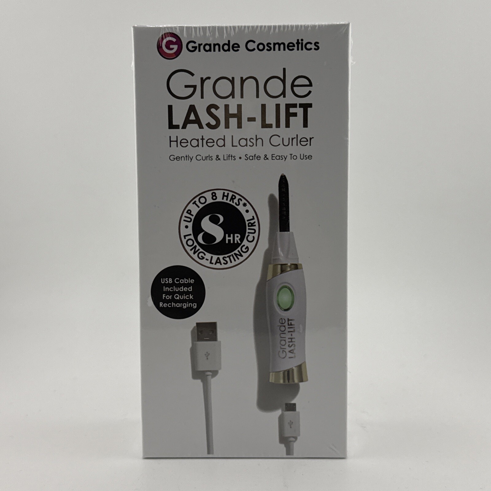 Grande Cosmetics LASH-LIFT Heated Lash Curler Long Lasting W/USB Cord SEALED NEW