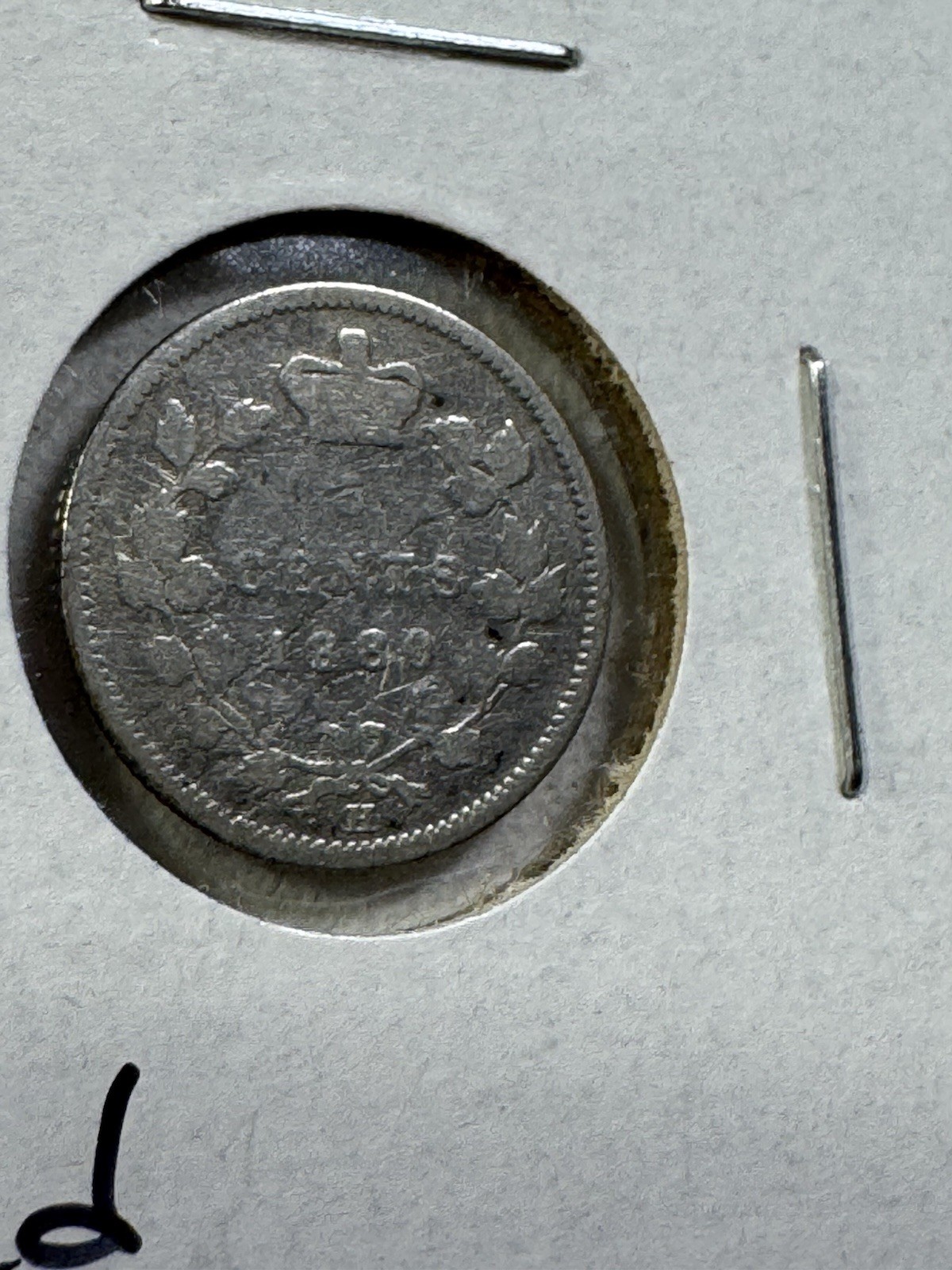 1880-H Canada 5 Cents Small Silver Coin Cleaned