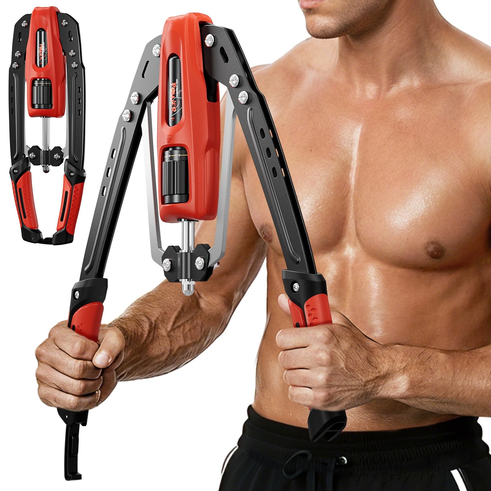 Hydraulic Twister Arm Trainer, 10-Level Adjustable 22-440lbs Resistance, Ches...