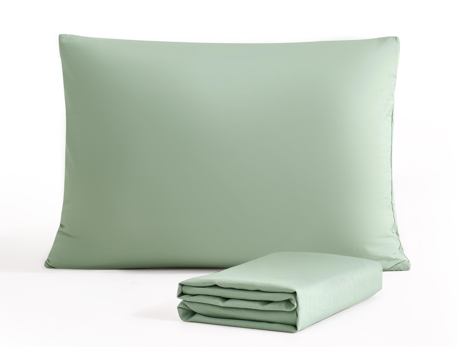 Light Green Pillow Cases Set of 2 Brushed Microfiber Soft Cooling Pillow Case...