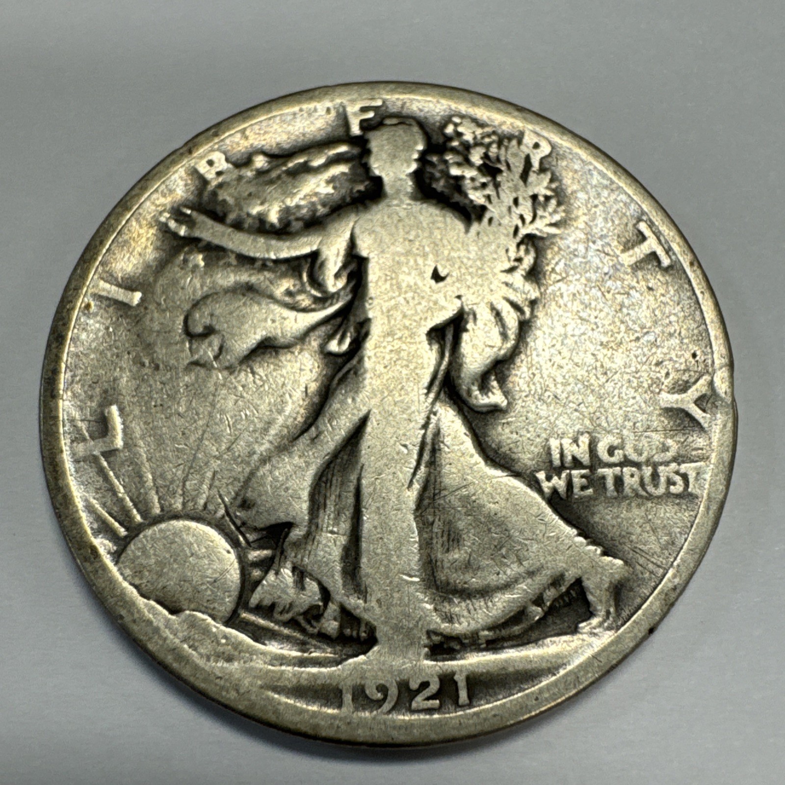 1921 Walking Liberty Half Dollar G Details - Light Rim Bumps