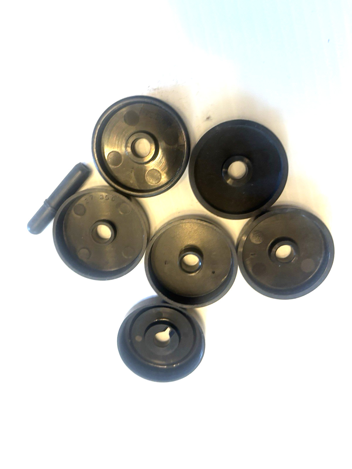 6 lot VTG Black Plastic 45 RPM Adapter Turntable Record Player Mixed