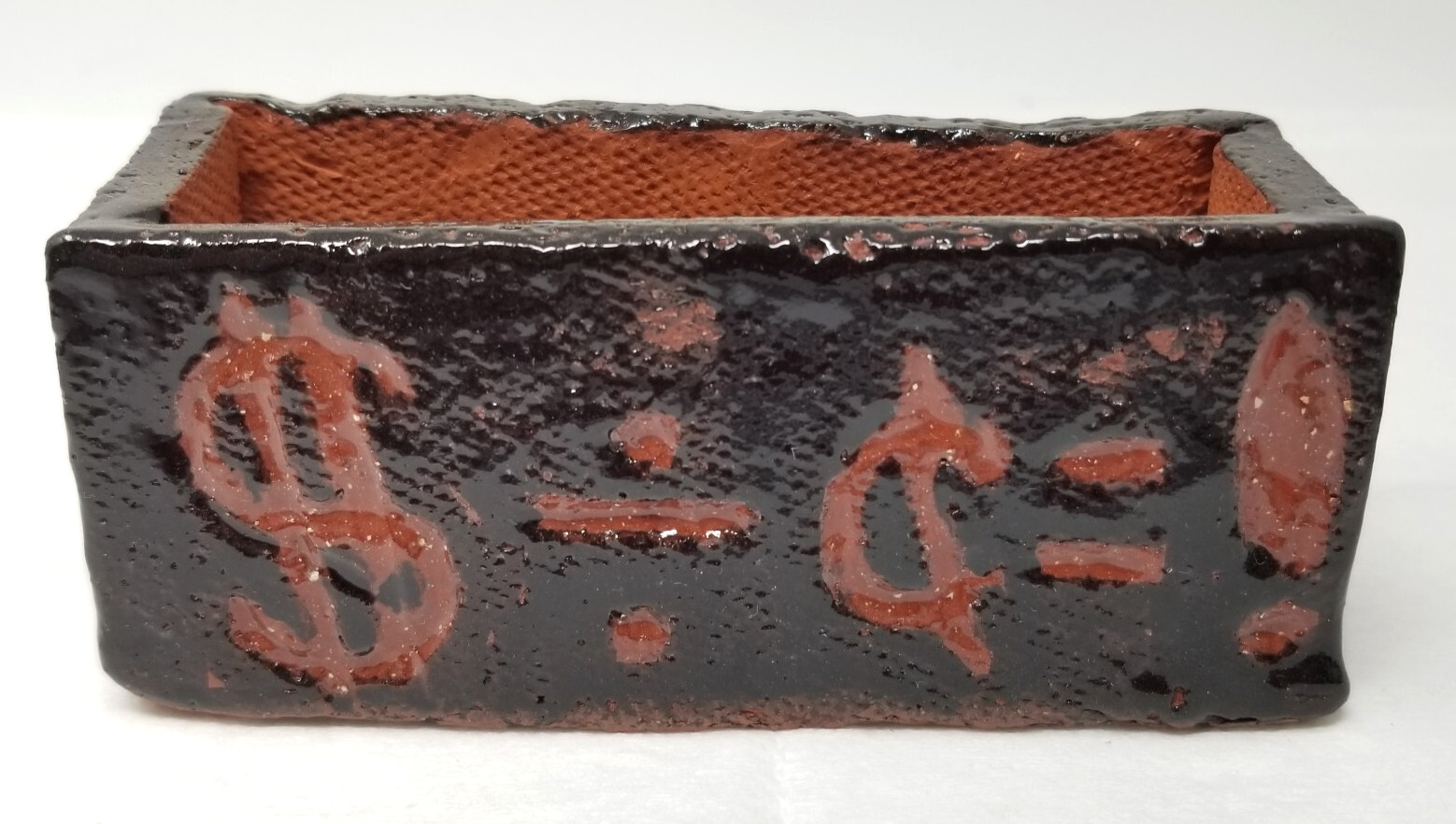 Wacky Symbols Planter Succulent Ceramic Black Red Pottery Modern Art Handmade