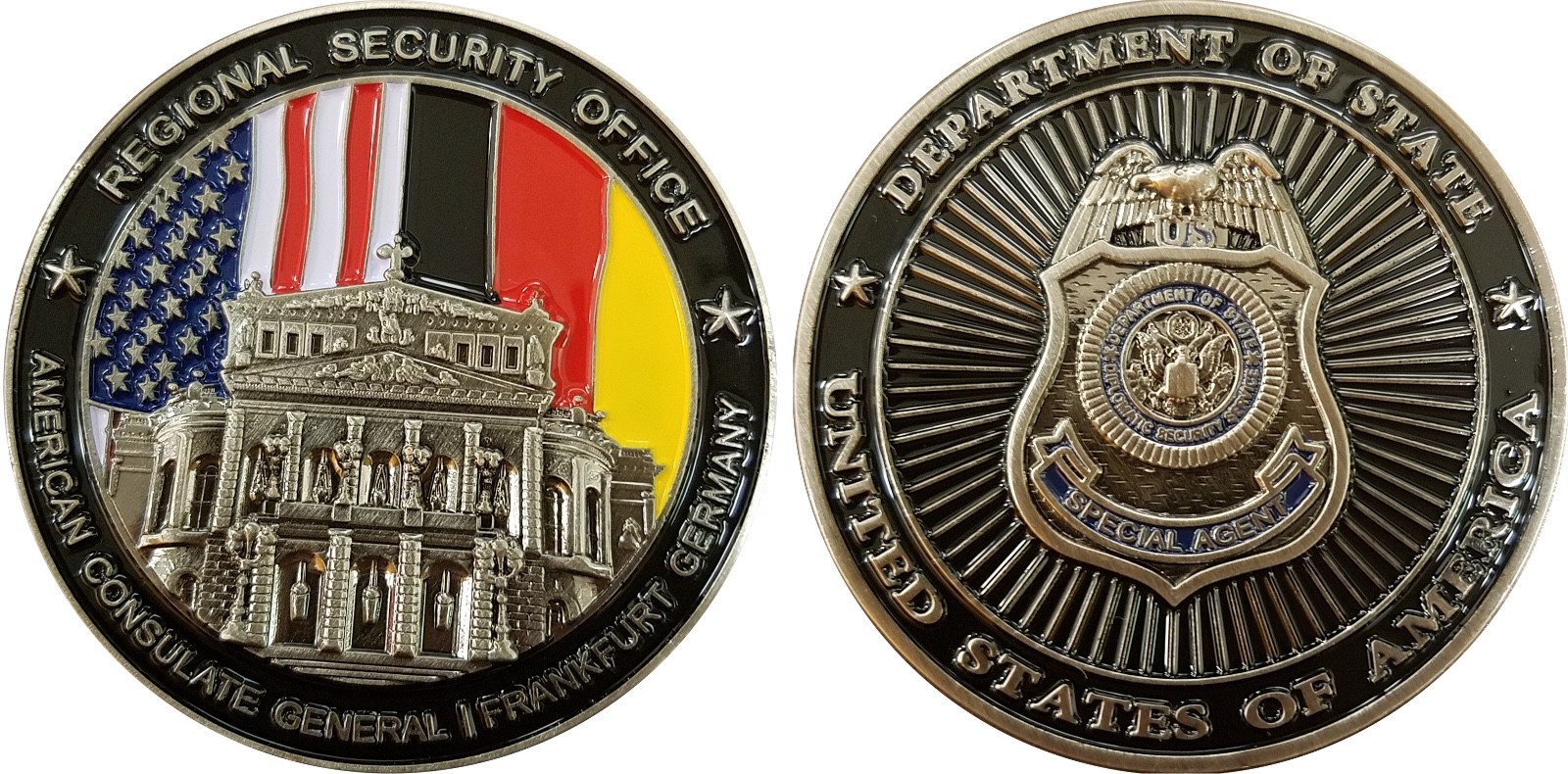 Diplomatic Security Service Challenge Coin RSO Frankfurt Germany2" OCPM 67