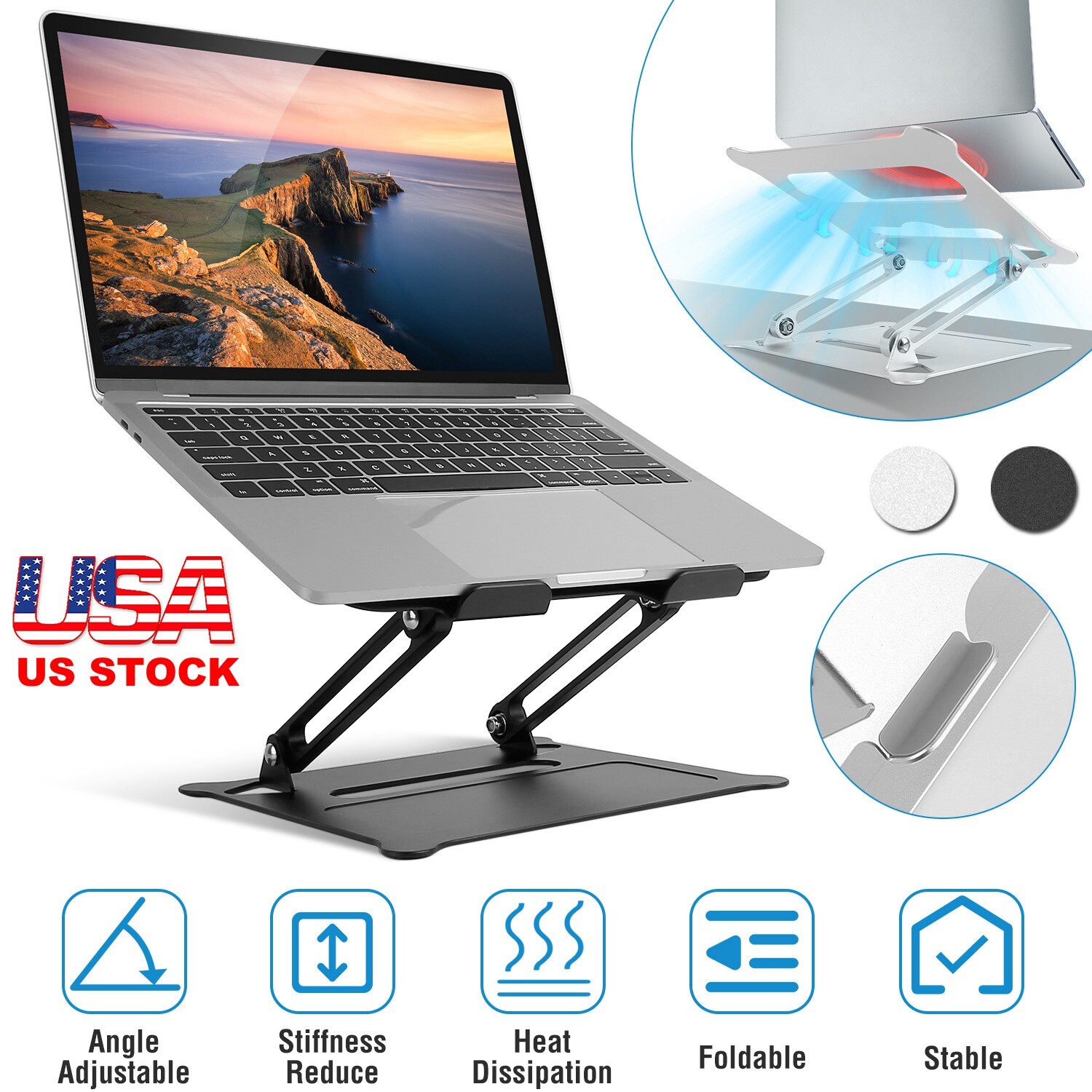 Adjustable Foldable Laptop Notebook Stand PC Desk Table Heat Vent Bed Sofa Tray