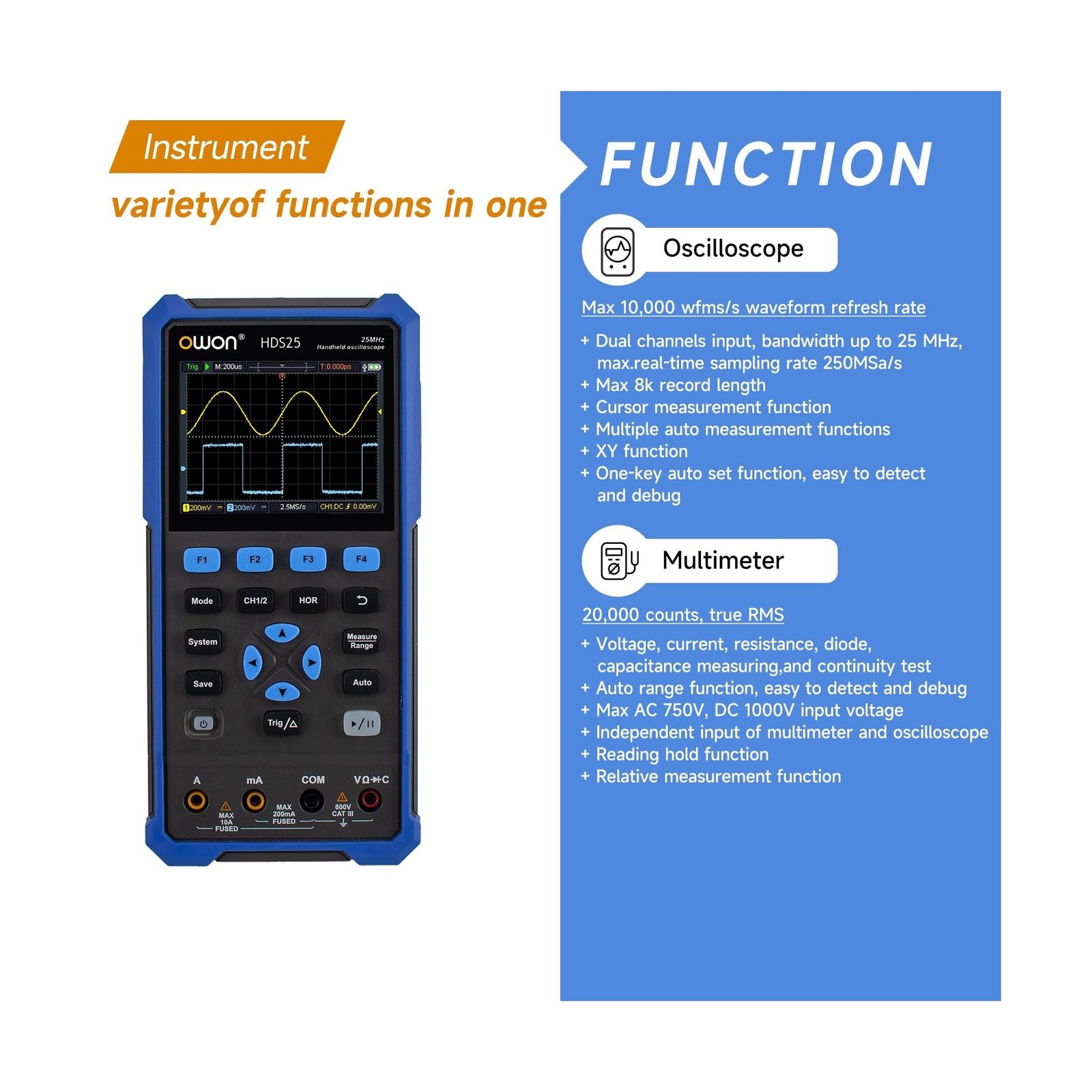 OWON Handheld Oscilloscope, Digital Multi Functional Oscillosco... Fast USA SHIP