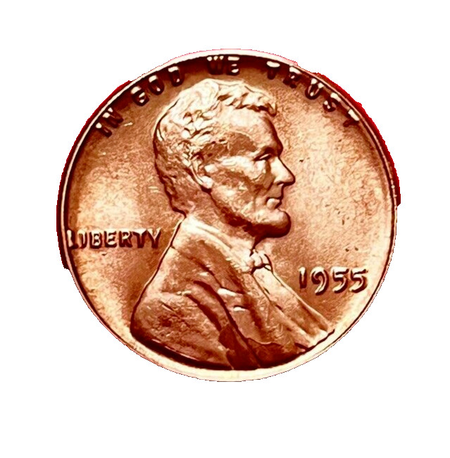 1955 P  BRIGHT RED HIGH GRADE  UNCIRCULATED  LINCOLN CENT (1 COIN)