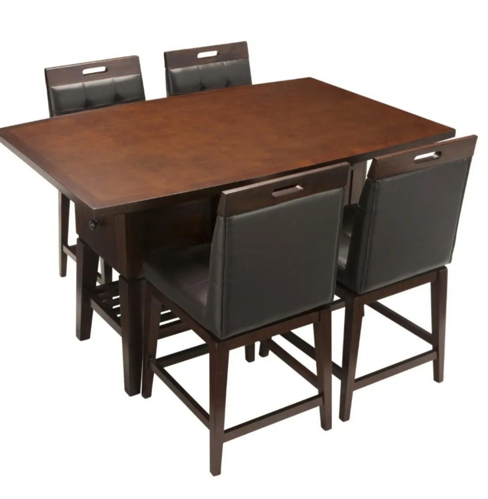 High Top Table and Chairs Set for 4 Dining Room Bar Pub Kitchen