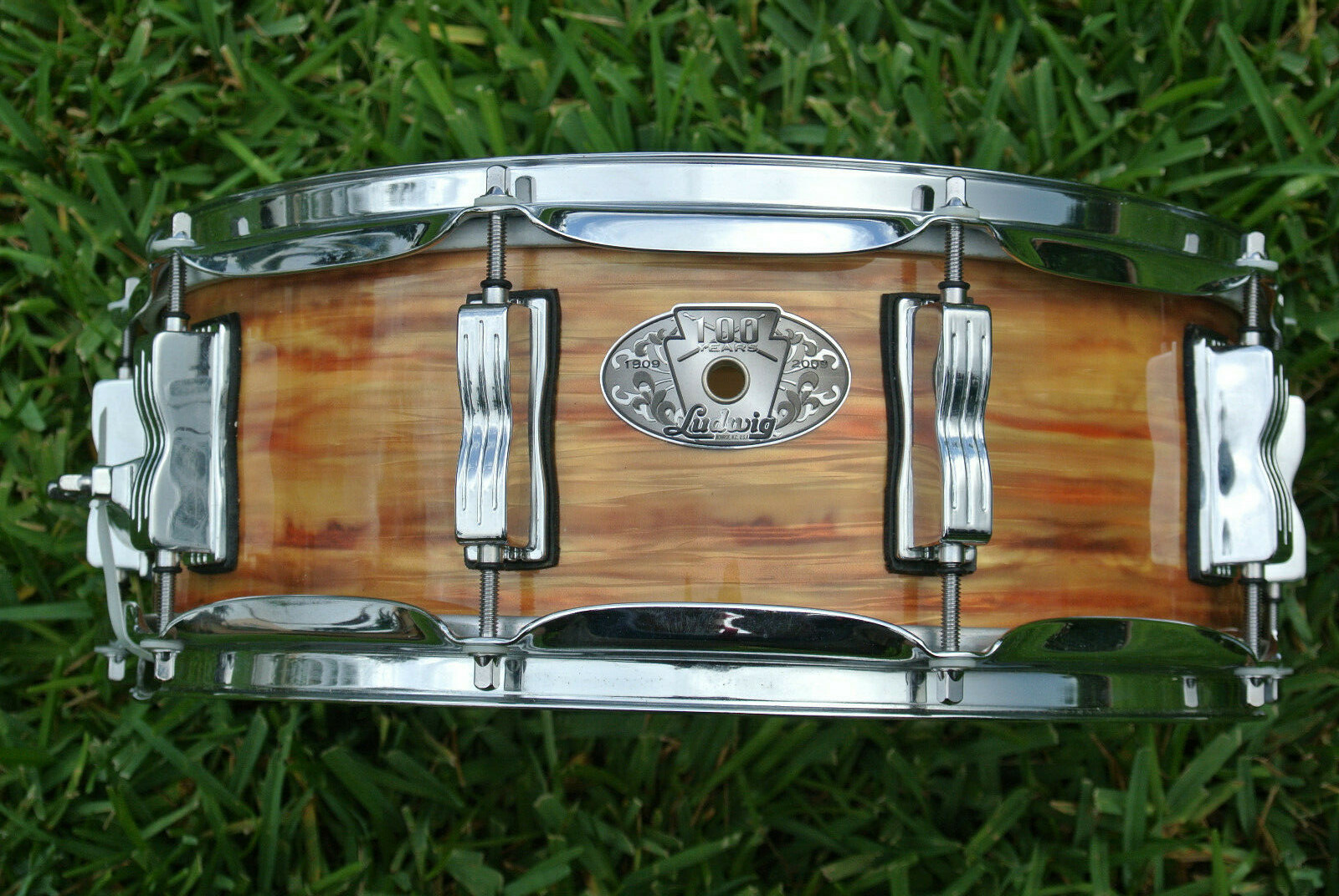 1909-2009 LUDWIG 100th ANN. '64 JAZZ FESTIVAL AGED PINK OYSTER SNARE DRUM! F677