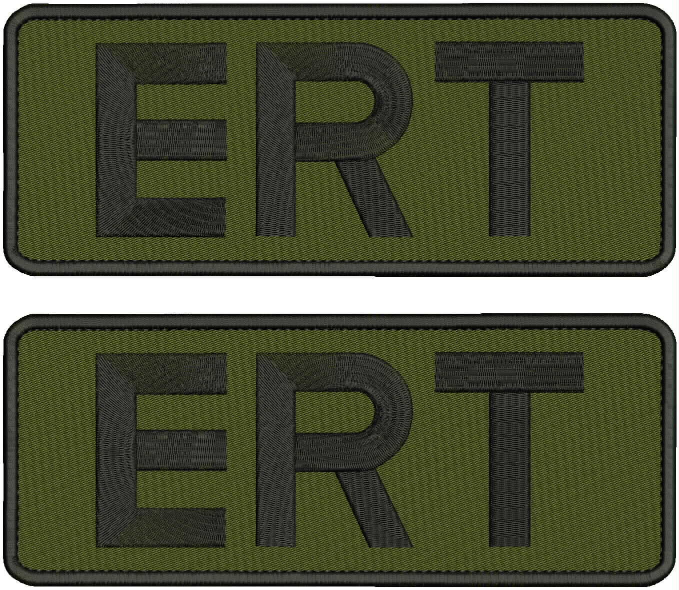 ERT EMBROIDERY PATCH 4x11 HOOK ON BACK od GREEN/BLACK 2 Patches