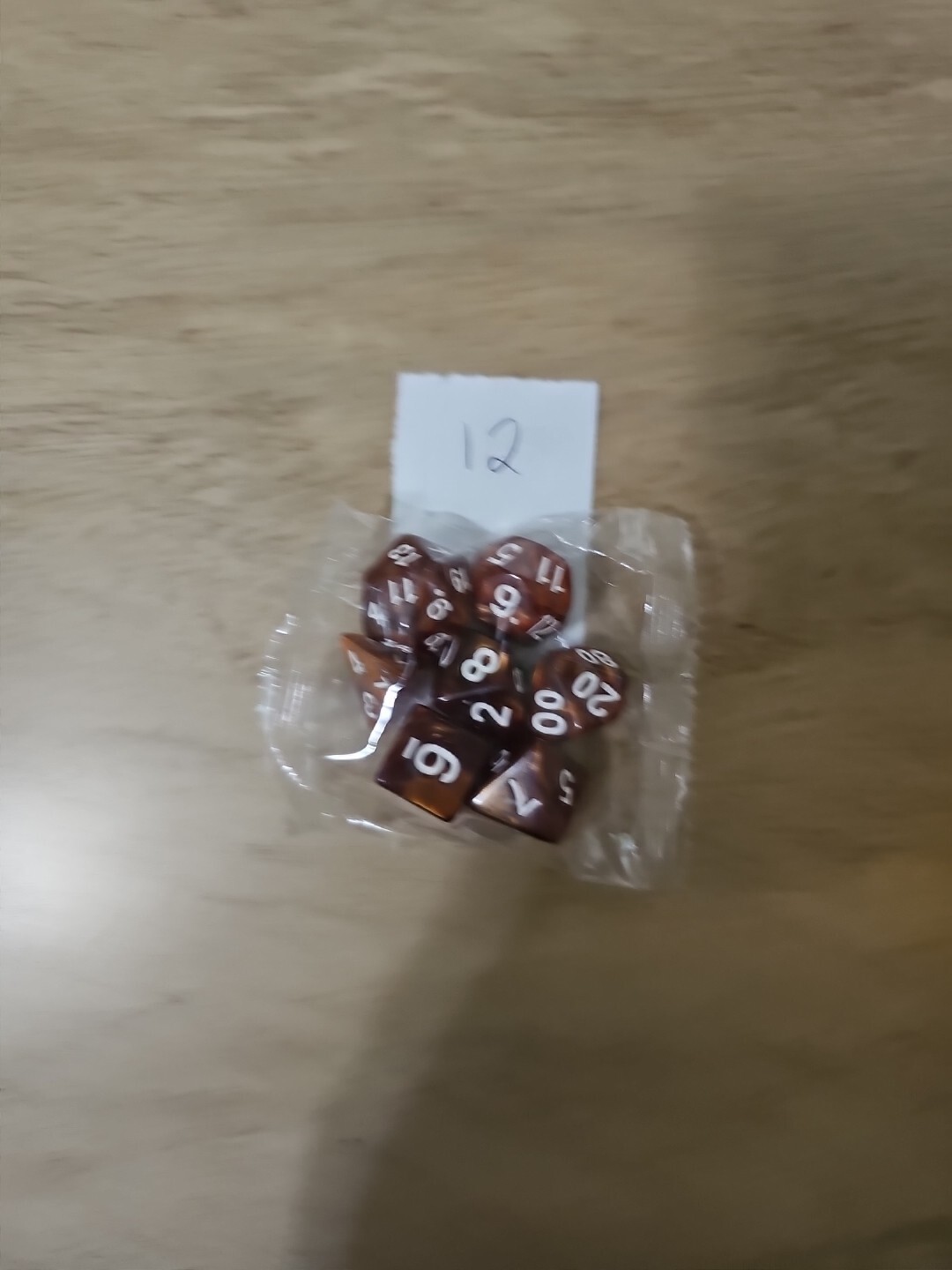 7pcs Polyhedral Dice Set - Assorted Colors - D4 through D20 - DnD
