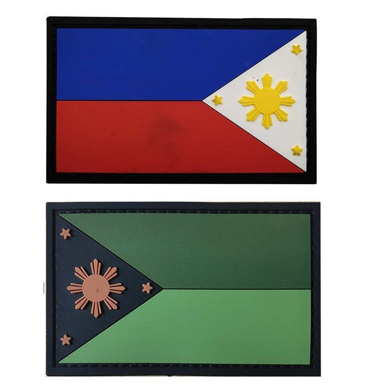 2Pcs Philippines Flag FILIPINO FLAG Adhesive Tactical Rubber Hook Patch Forest