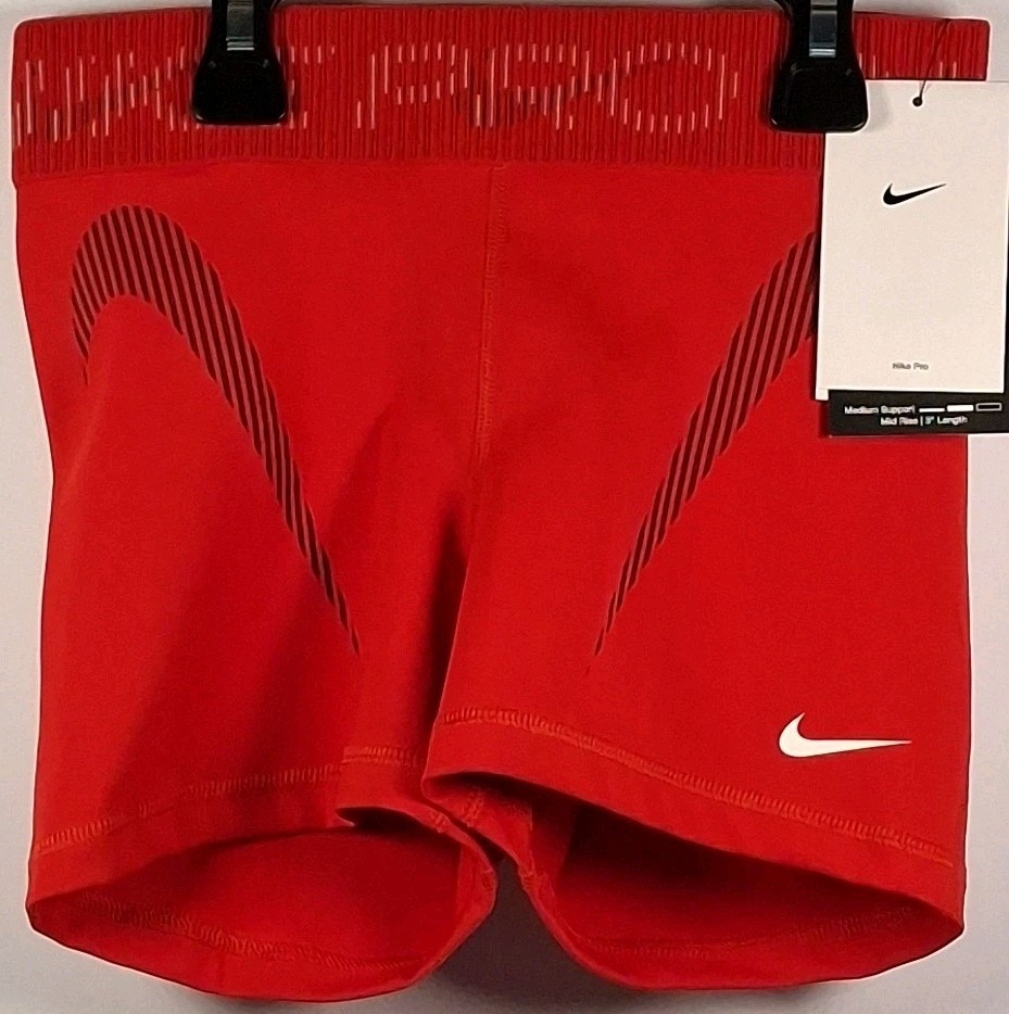 Nike S HJ1226-657 Pro Dri-FIT Graphic Biker Shorts, University Red/Dk. Team Red