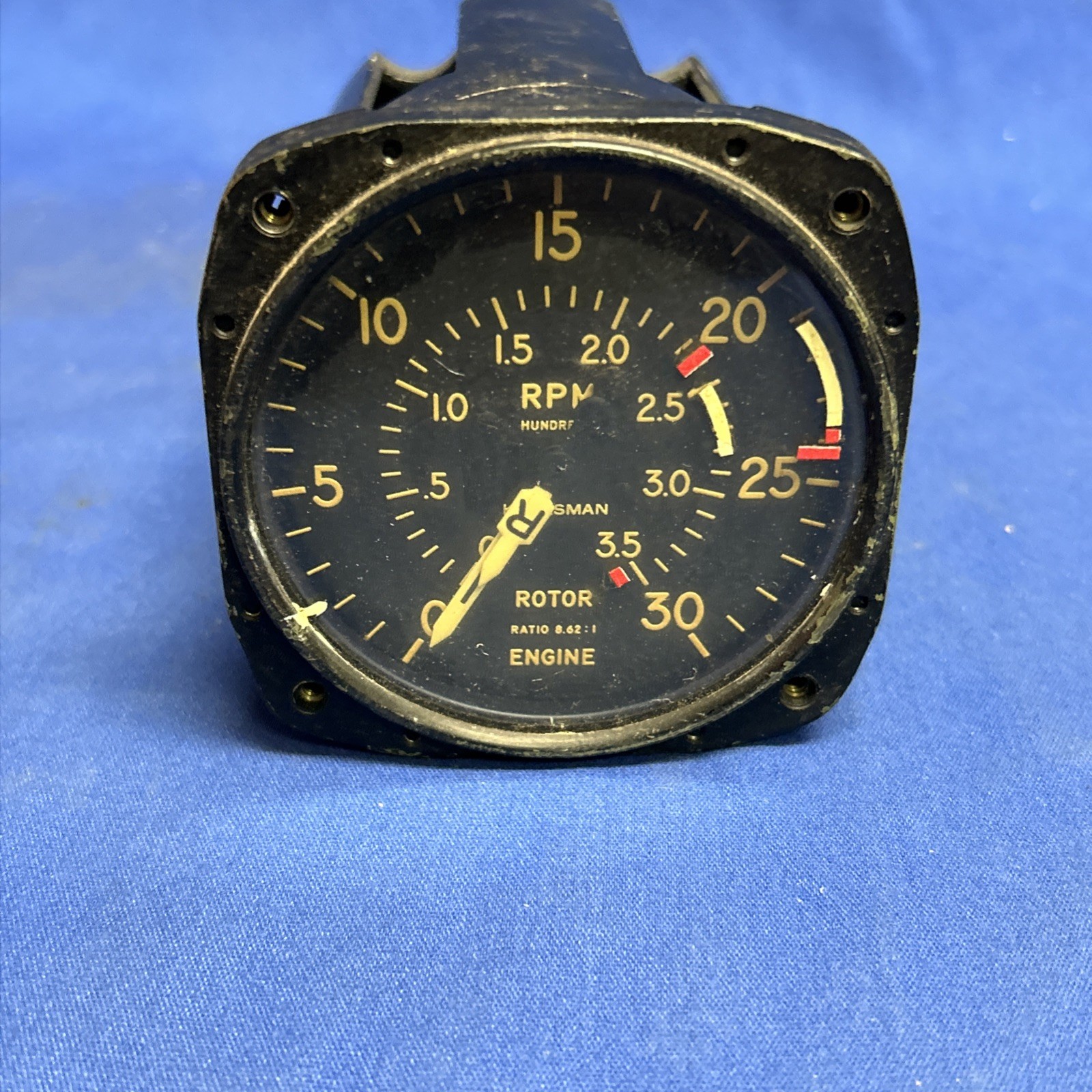 Vintage Helicopter dual rotor/engine tachometer Kollsman 981B-4-020