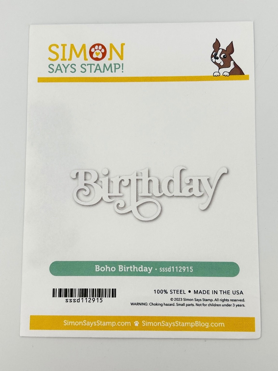 Simon Says Stamp Boho Birthday Steel Craft Die sssd112915 Script Word USA Made