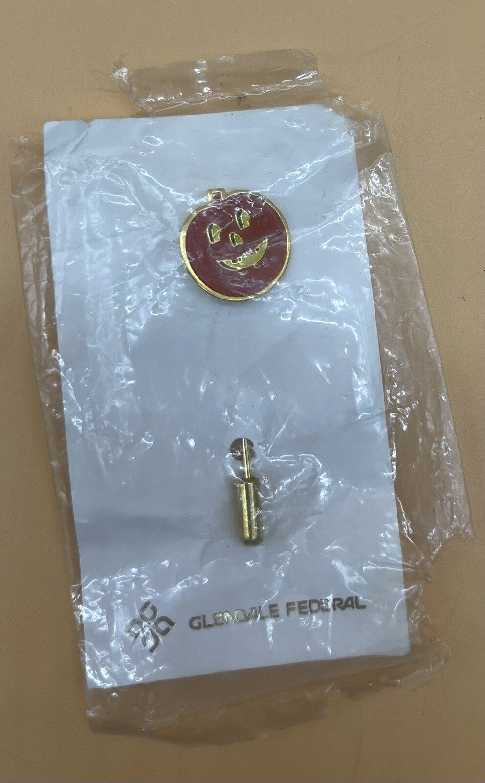 Rare Pumpkin Jack O Lantern Pin Brooch HTF Glendale Federal