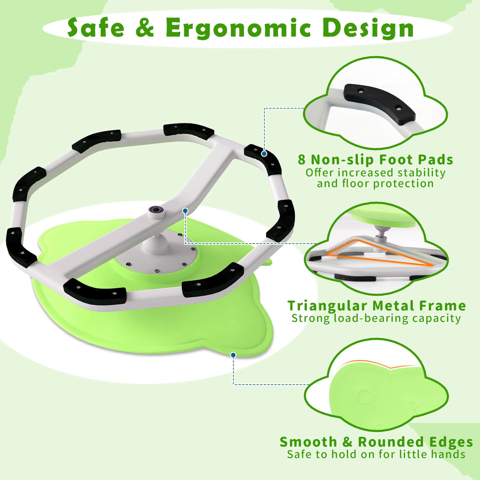 Kids Sensory Swivel Chair w/Non-Slip Metal Base for Autistic Kids Indoor Outdoor